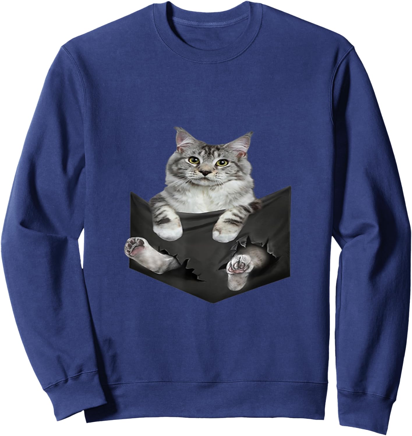 Cat Lovers Gifts Maine Coon In Pocket Funny Kitten Face Men Women Kids Sweatshirt - Sweatshirt | Navy
