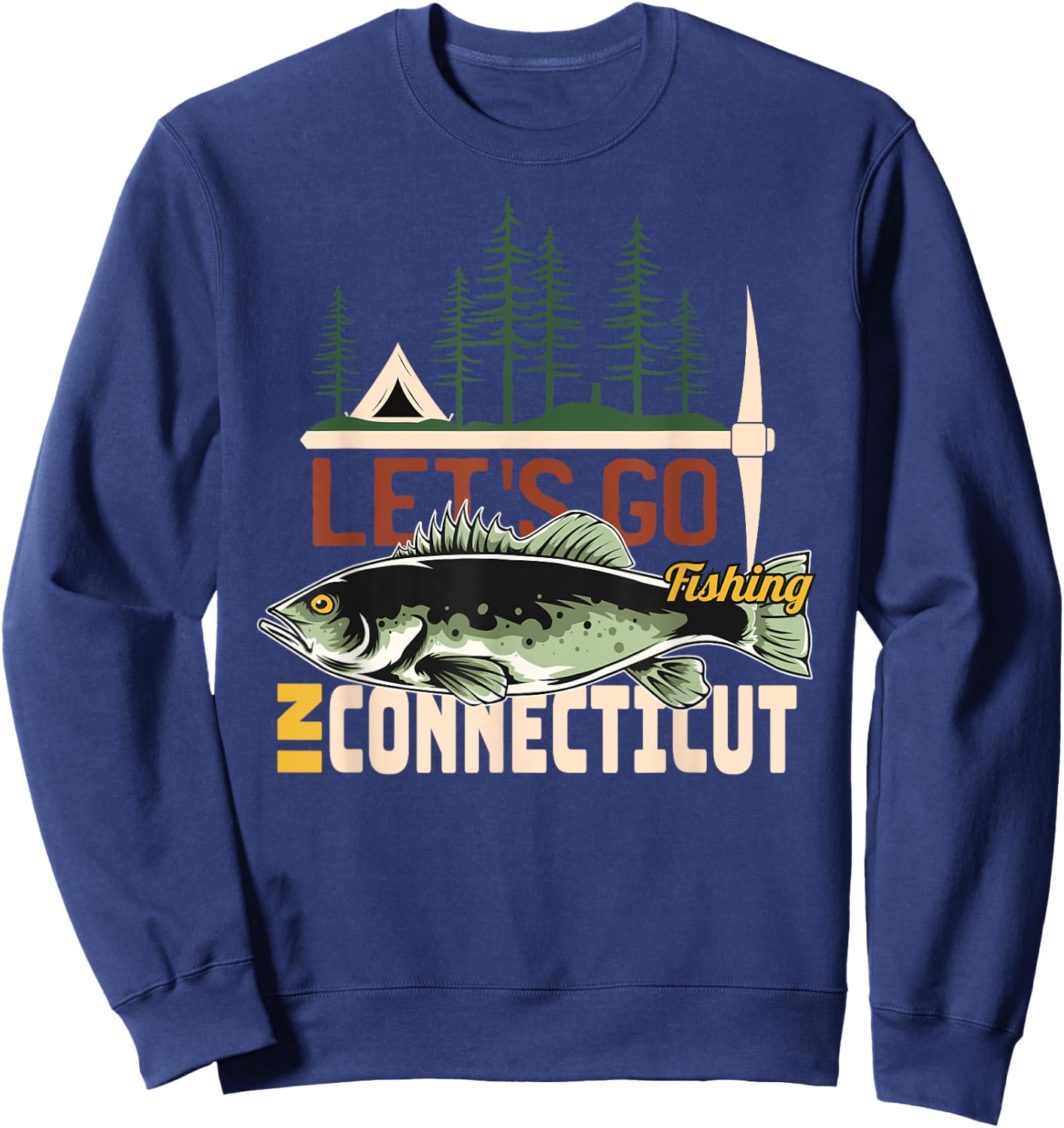 Camping Fishing in Connecticut - Nature Connecticut Fishing Sweatshirt - Sweatshirt | Navy