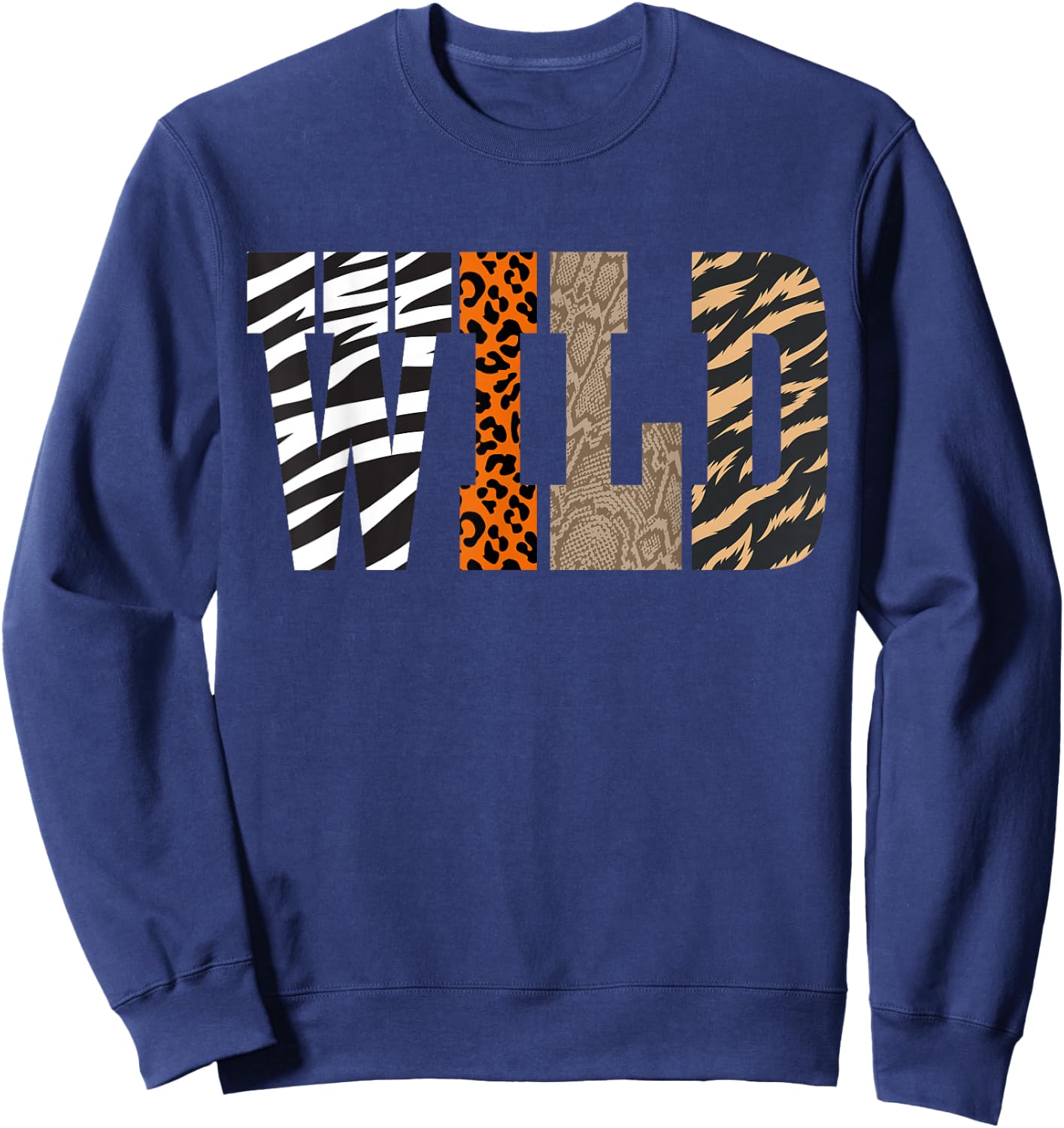 Wild Animal Pattern - Animal Print Sweatshirt - Sweatshirt | Navy
