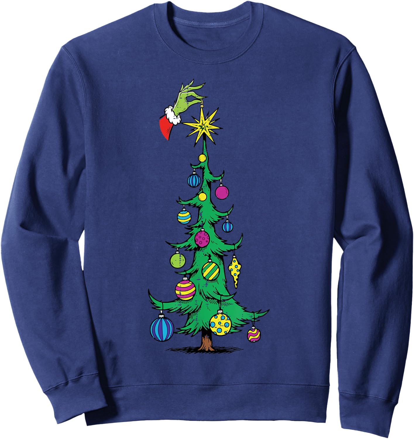 Christmas Tree Star Green Hand Xmas Holiday Kids Men Women Sweatshirt - Sweatshirt | Navy