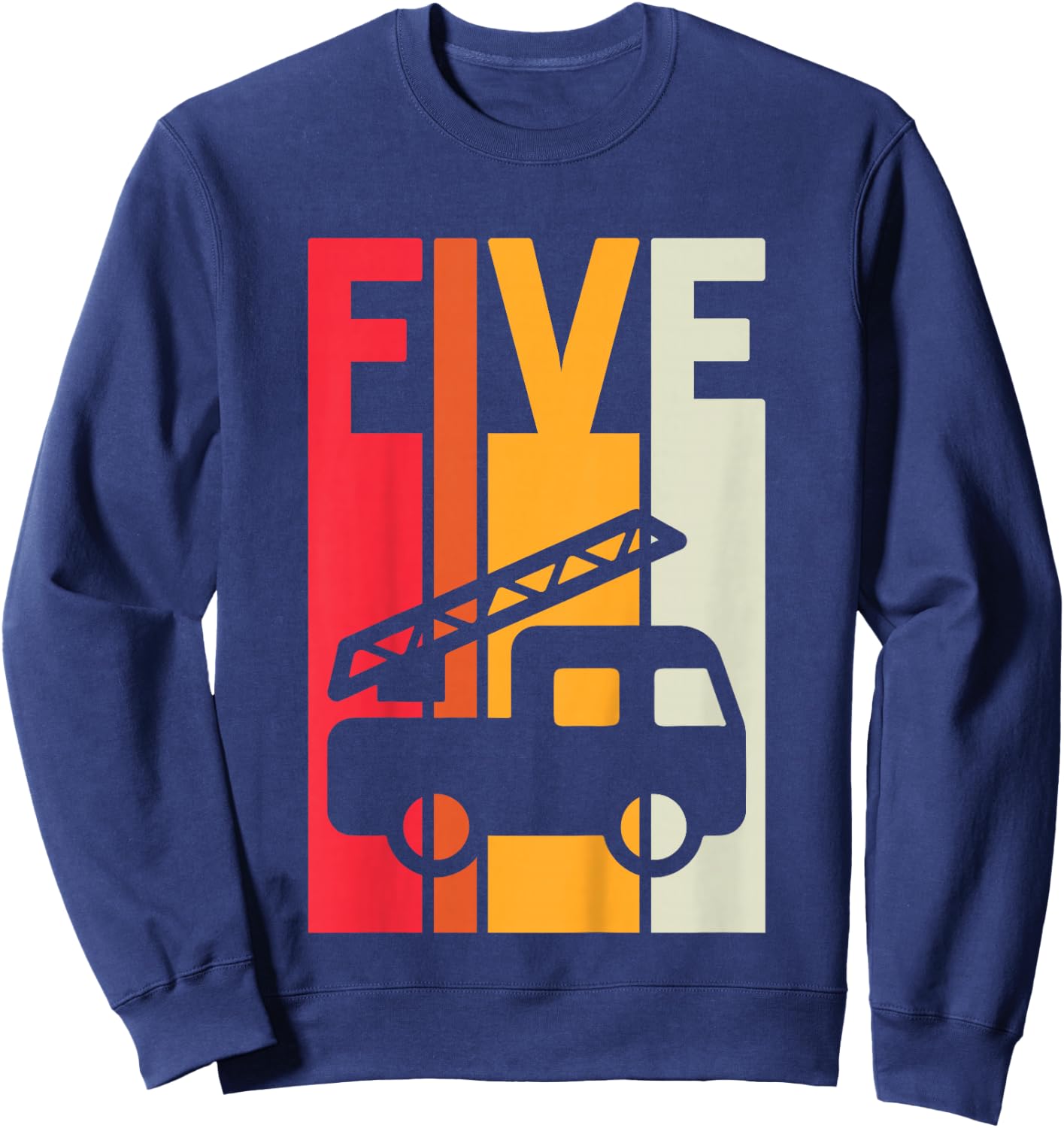 Fire Truck 5th Birthday Boys Firefighter Fireman 5 Years Sweatshirt - Sweatshirt | Navy