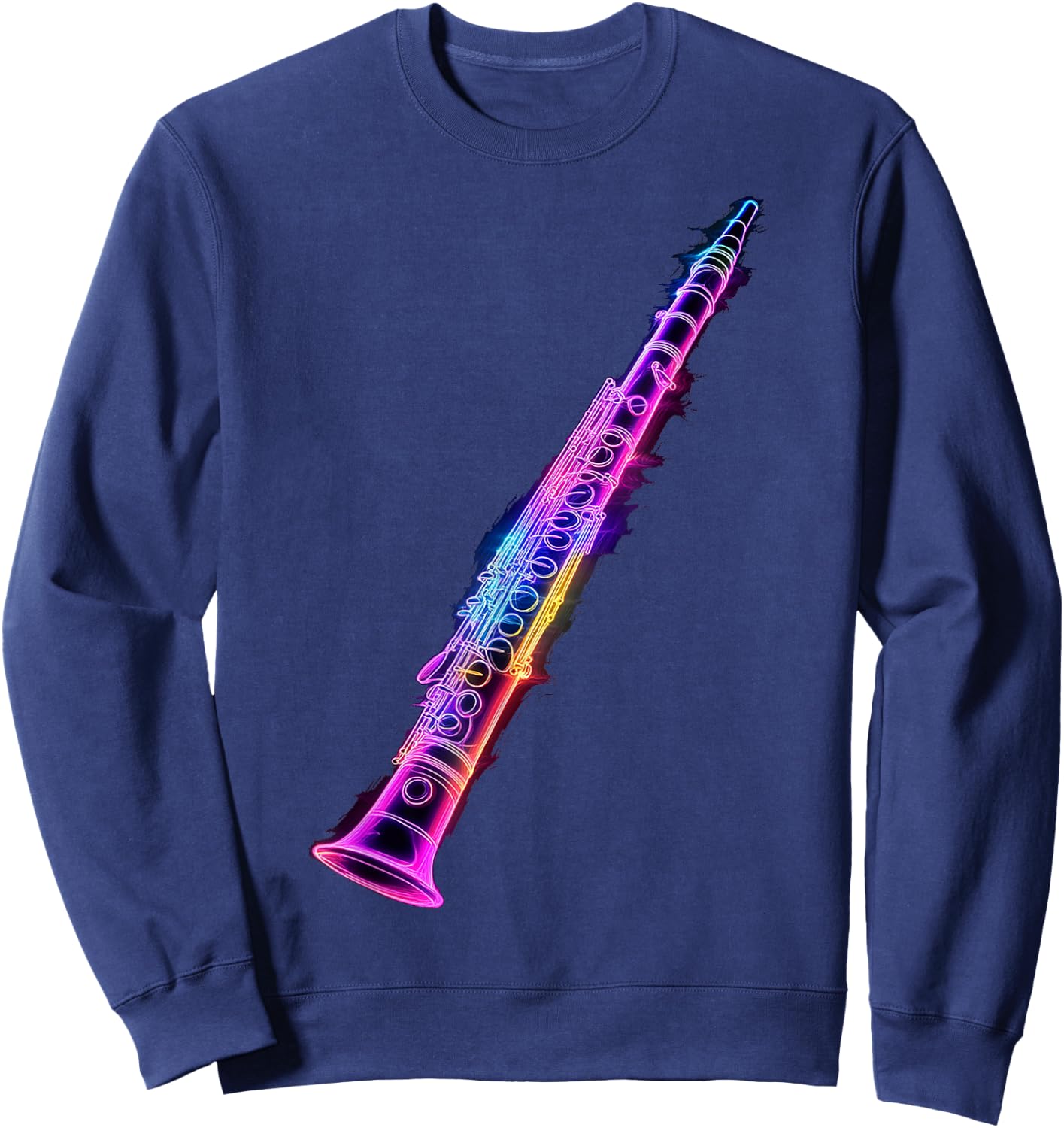 Clarinet Music Instrument Motif Illustration Clarinet Sweatshirt - Sweatshirt | Navy
