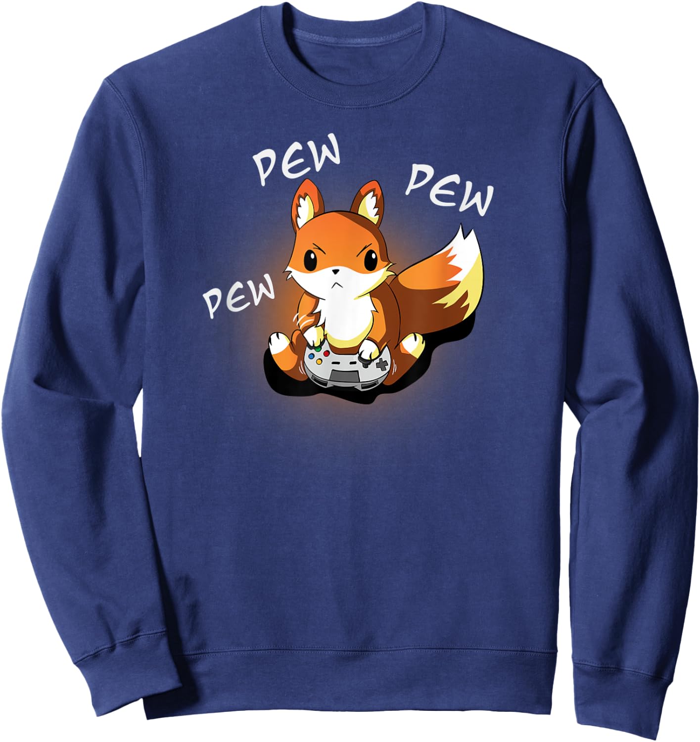 Angry Gamer Fox, Kawaii Funny Cute Gaming Design Sweatshirt - Sweatshirt | Navy