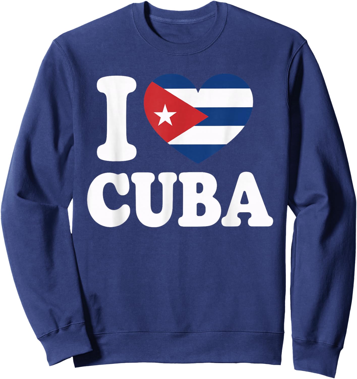 I Love Cuba Cuban Flag Heart Sweatshirt - Sweatshirt | Navy