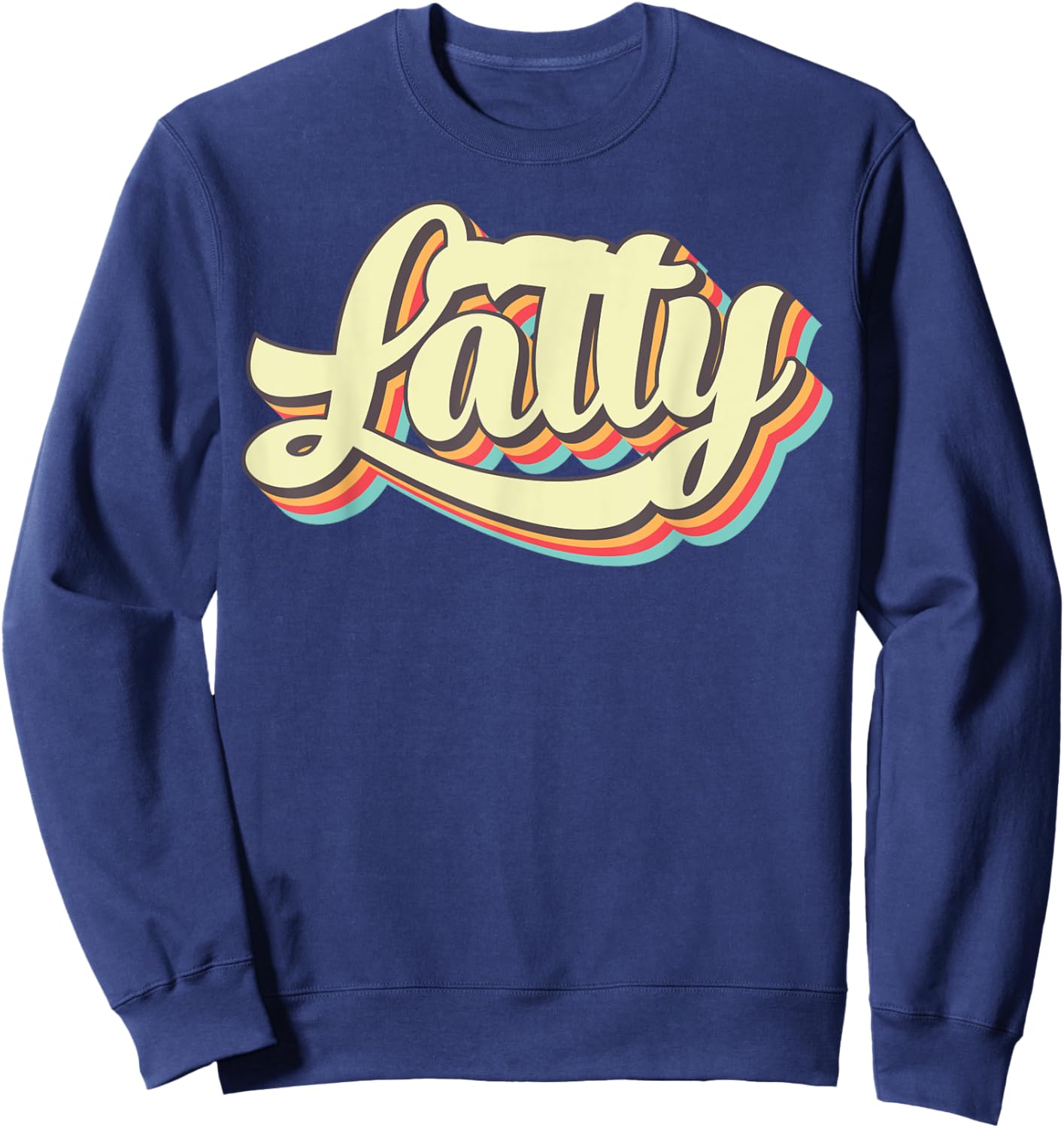 Latty Retro Art Baseball Font Vintage Sweatshirt - Sweatshirt | Navy