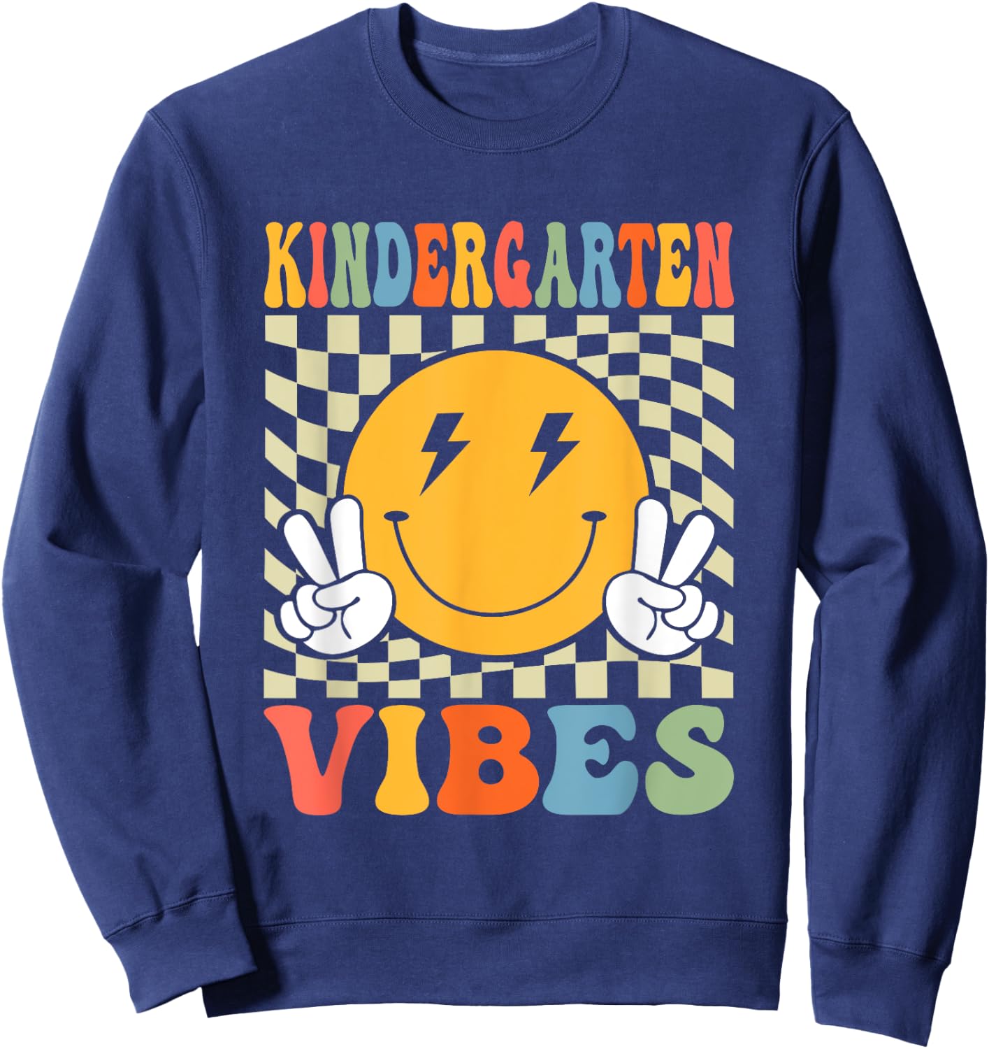 First Day Kindergarten Vibes Back To School Teacher Boy Girl Sweatshirt - Sweatshirt | Navy