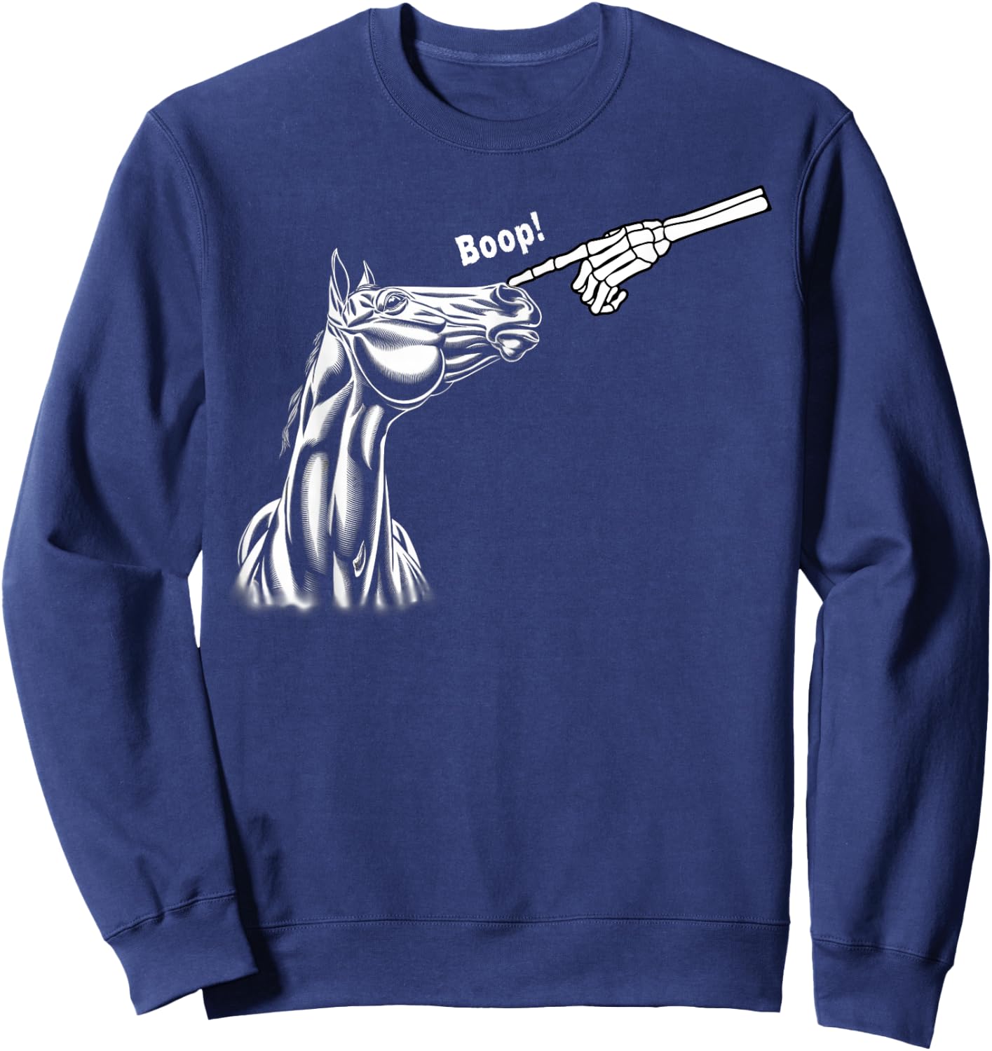 Boop Horse Skeleton Halloween Funny Horse Sweatshirt - Sweatshirt | Navy