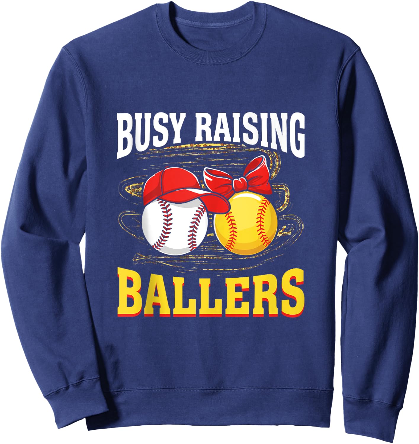 Busy Raising Ballers baseball softball mom leopard women Sweatshirt - Sweatshirt | Navy