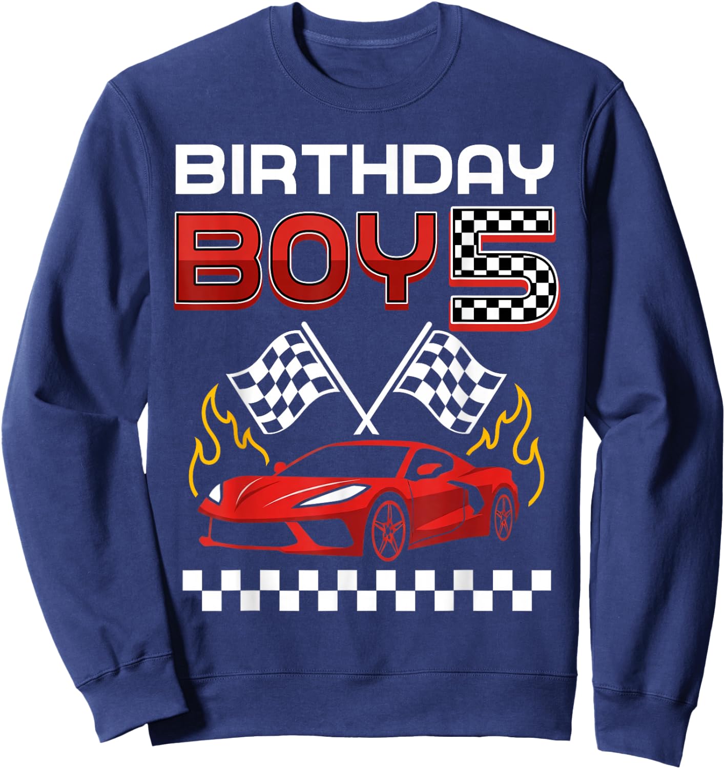 5th Birthday Boy Race Car Racing Car 5 Year Old Boys Kids Sweatshirt - Sweatshirt | Navy