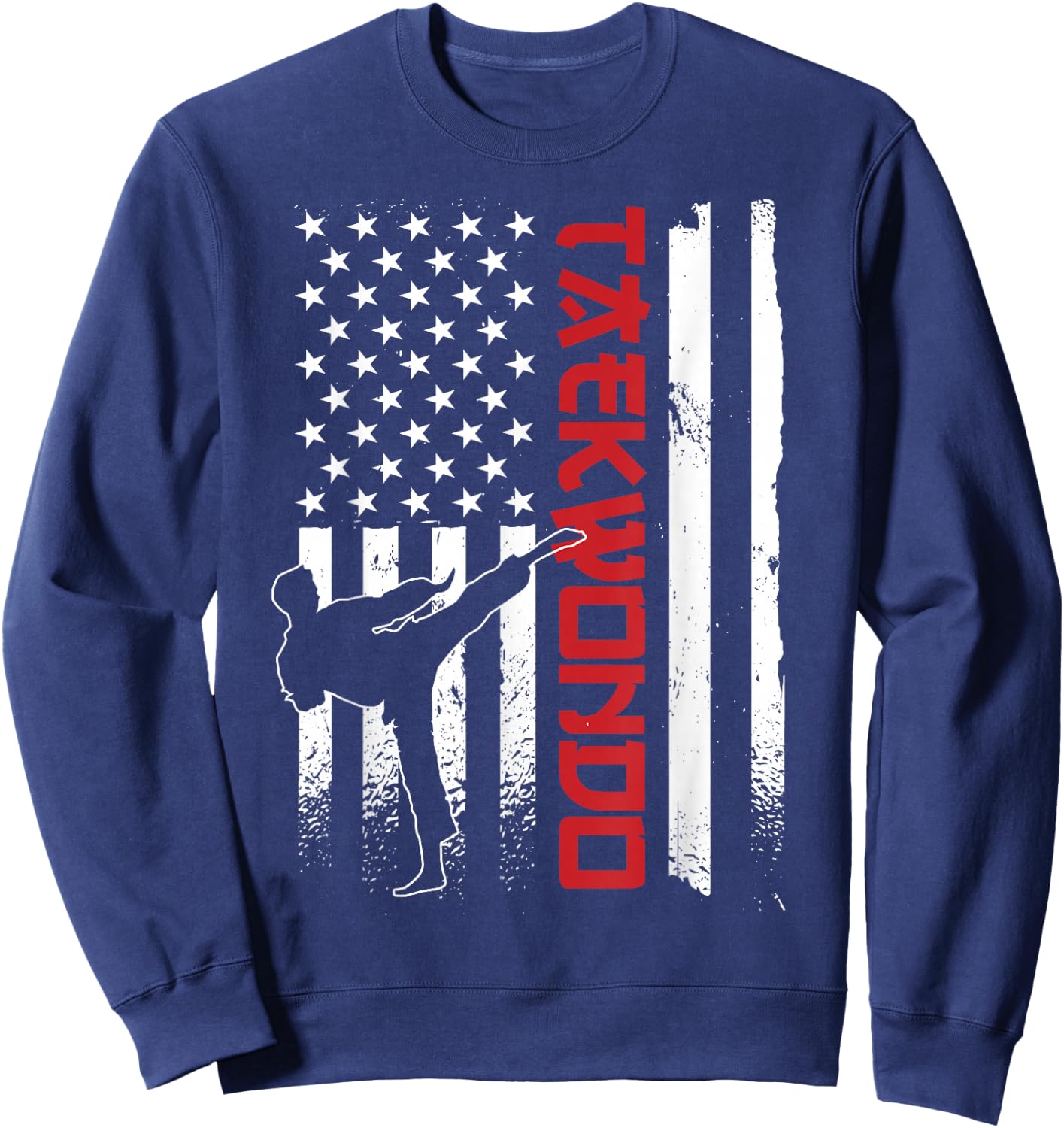 Taekwondo American Flag Taekwondo Fighter US Flag Sweatshirt - Sweatshirt | Navy