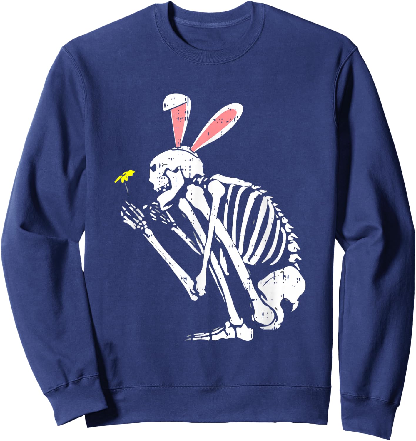 Skeleton Bunny Ears Easter Egg Hunting Bones Spring Sweatshirt - Sweatshirt | Navy