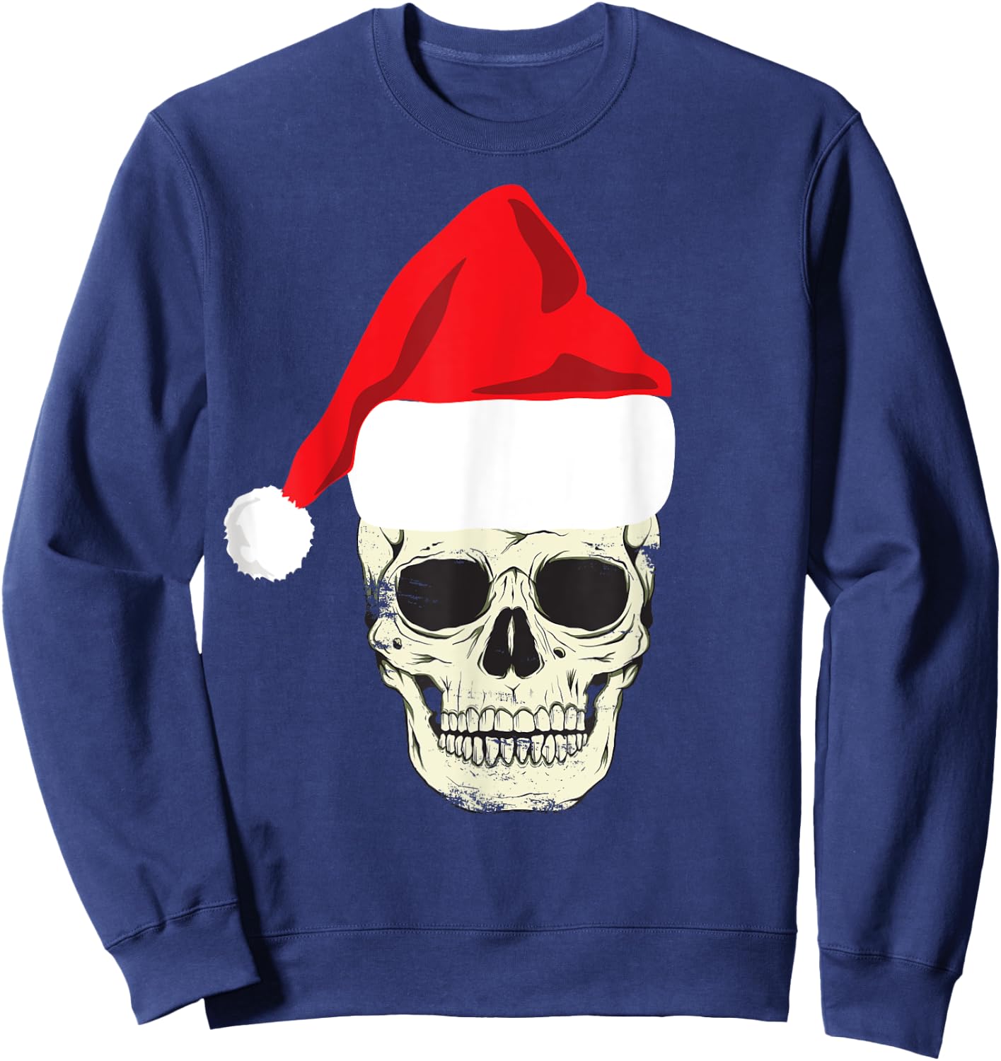 Skull In Santa Hat Christmas Skeleton Christmas Sweatshirt - Sweatshirt | Navy
