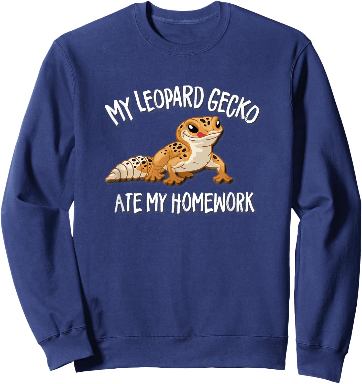 Kids Boys Girls Reptile Lover Pet Leopard Gecko Ate Homework Sweatshirt - Sweatshirt | Navy