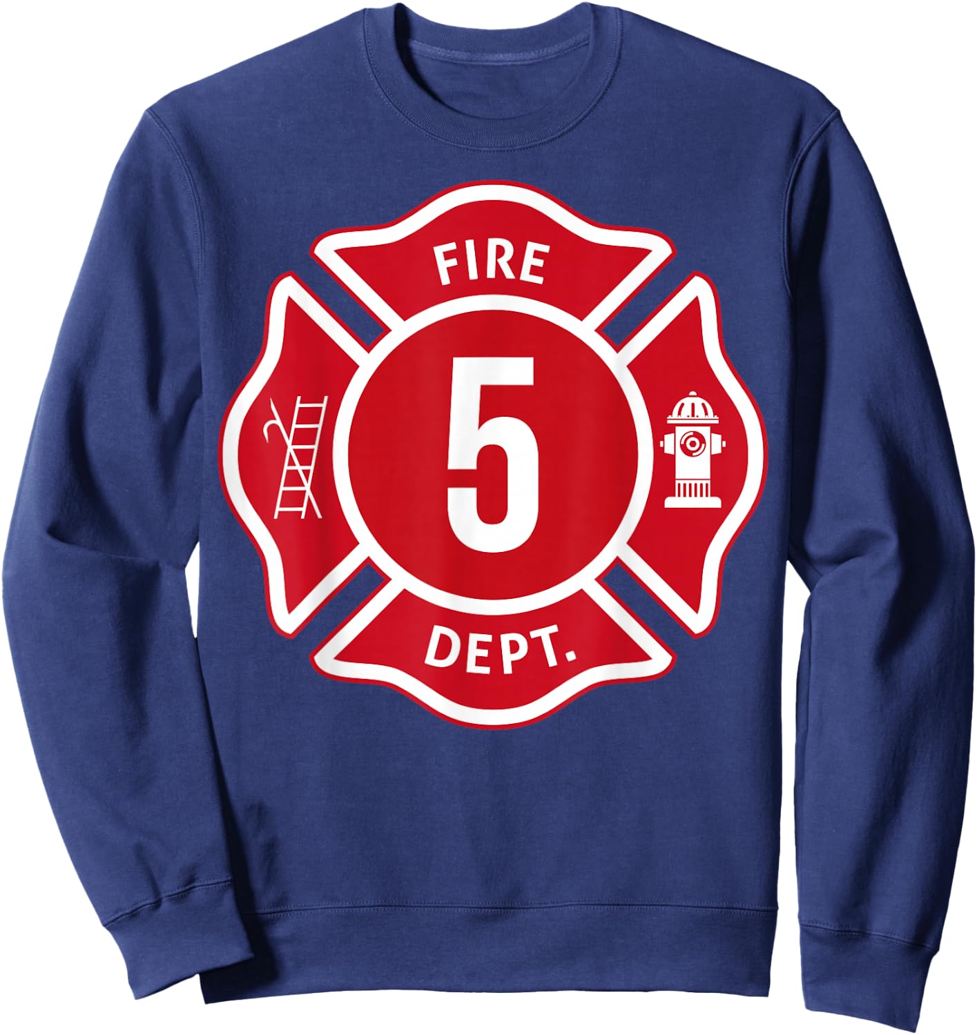 Kids Fire Truck 5th Birthday Boy Firefighter 5 Year Old Sweatshirt - Sweatshirt | Navy