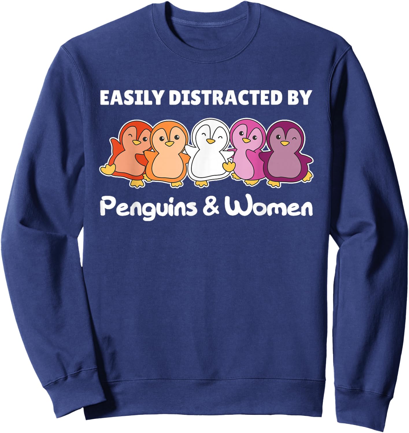 Lesbian Flag Pride Month Lgbtq Lesbian Penguin Sweatshirt - Sweatshirt | Navy