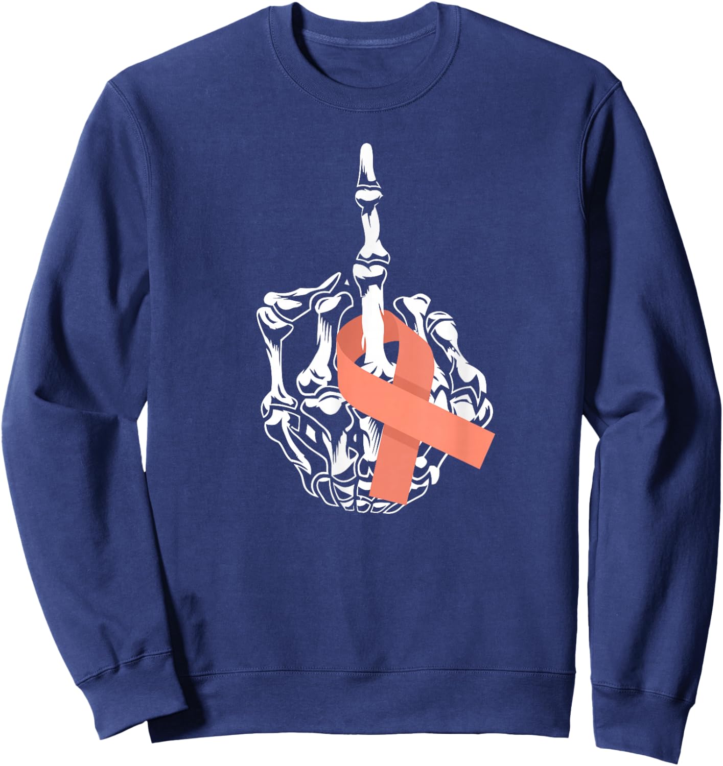 Fuck Uterine Cancer Middle Finger Uterus Cancer Awareness Sweatshirt - Sweatshirt | Navy