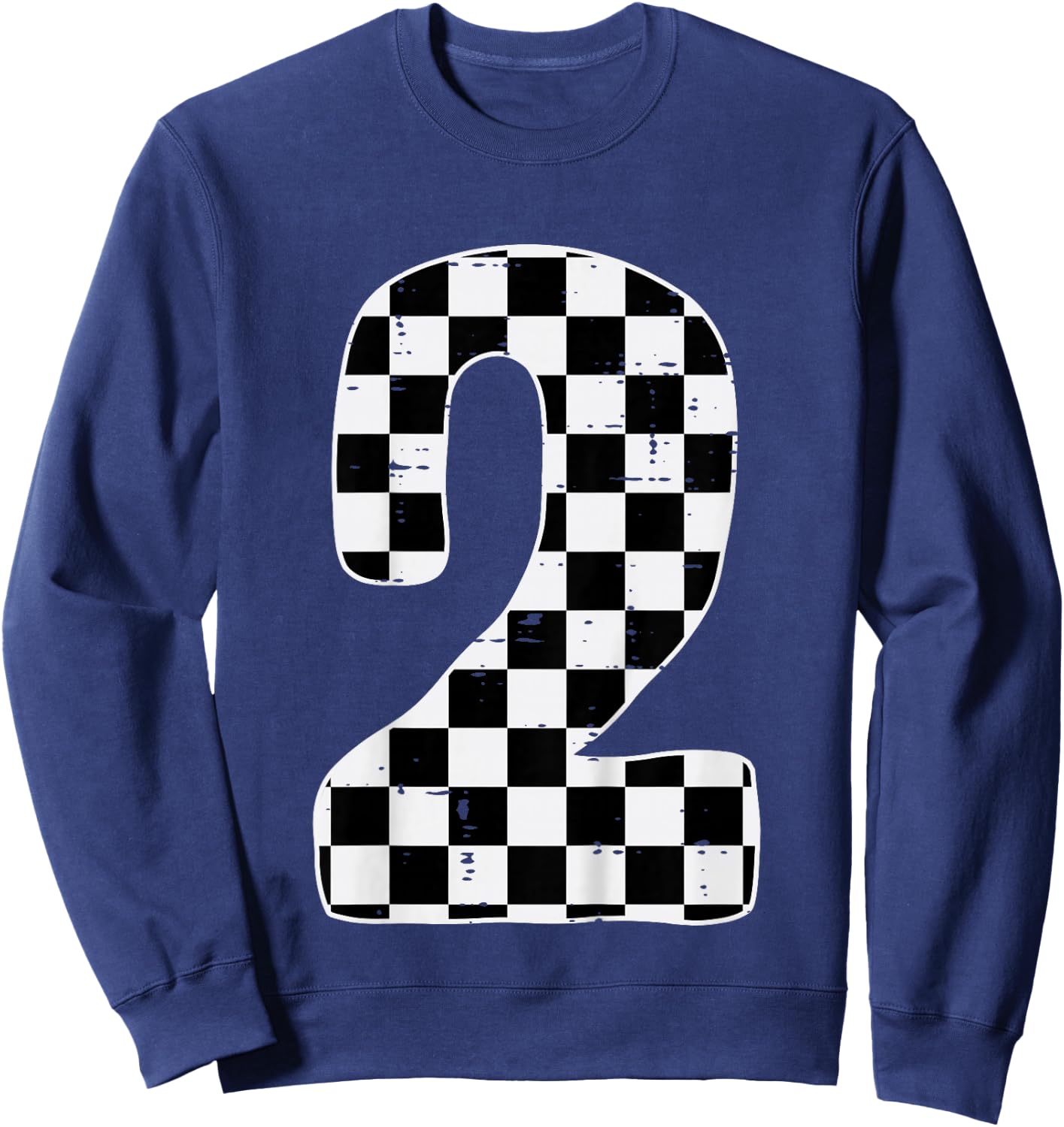 2nd Birthday 2 Racing Flag Two Year Old Bday Boys Girls Kids Sweatshirt - Sweatshirt | Navy