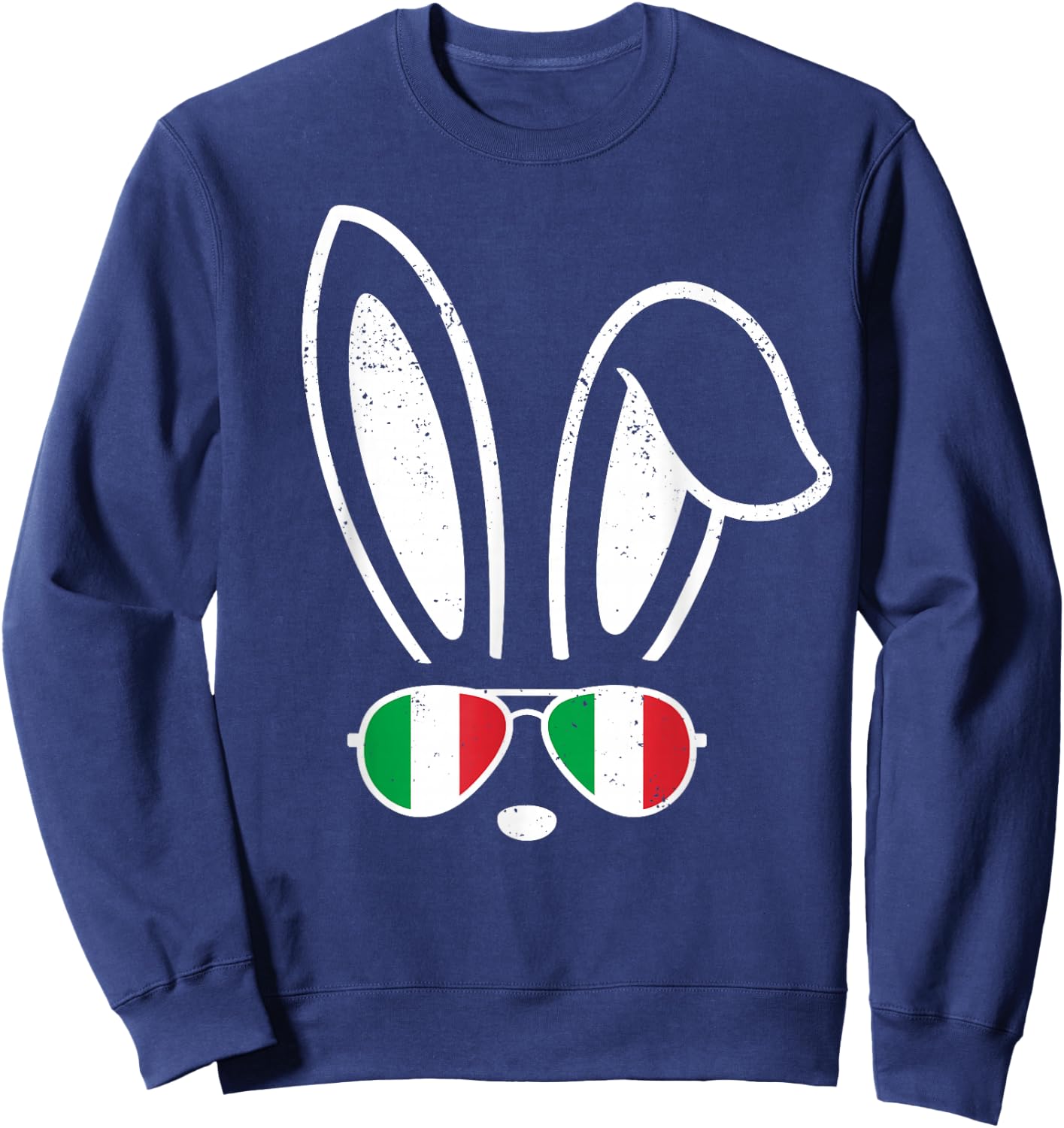 Bunny Ears Sunglasses Funny Easter 2025 Italy Flag Italian Sweatshirt - Sweatshirt | Navy