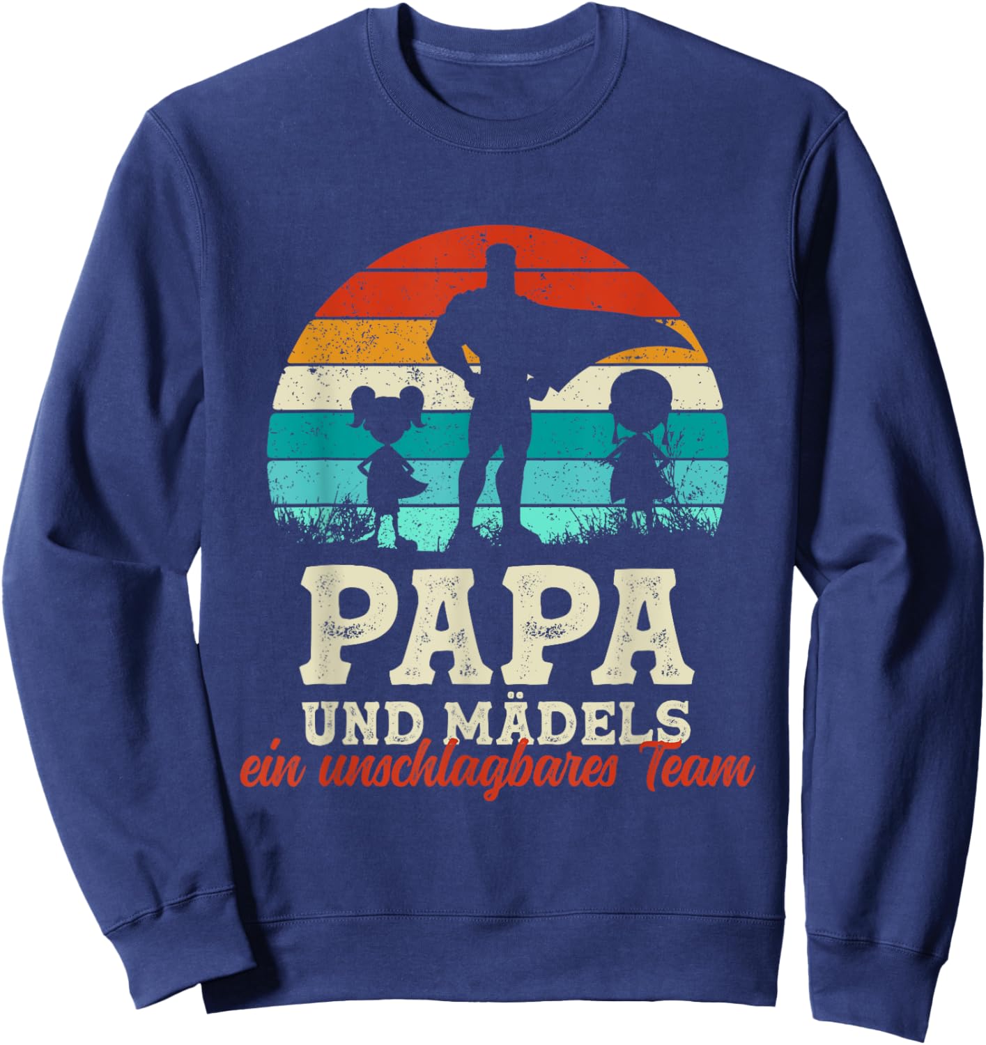 Team Papa Tochter Zwei Kinder Vatertag Bester Super Papa Sweatshirt - Sweatshirt | Navy