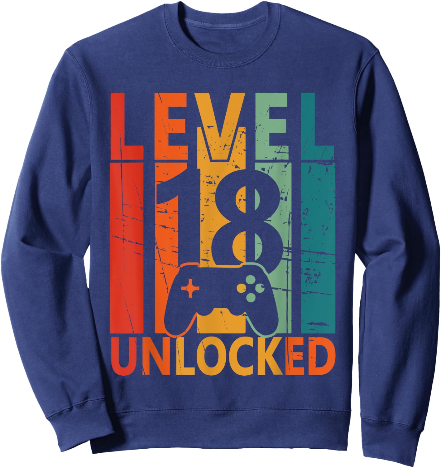 Level 18 Unlocked Gamer Birthday Gaming Birthday Boys Gifts Sweatshirt - Sweatshirt | Navy