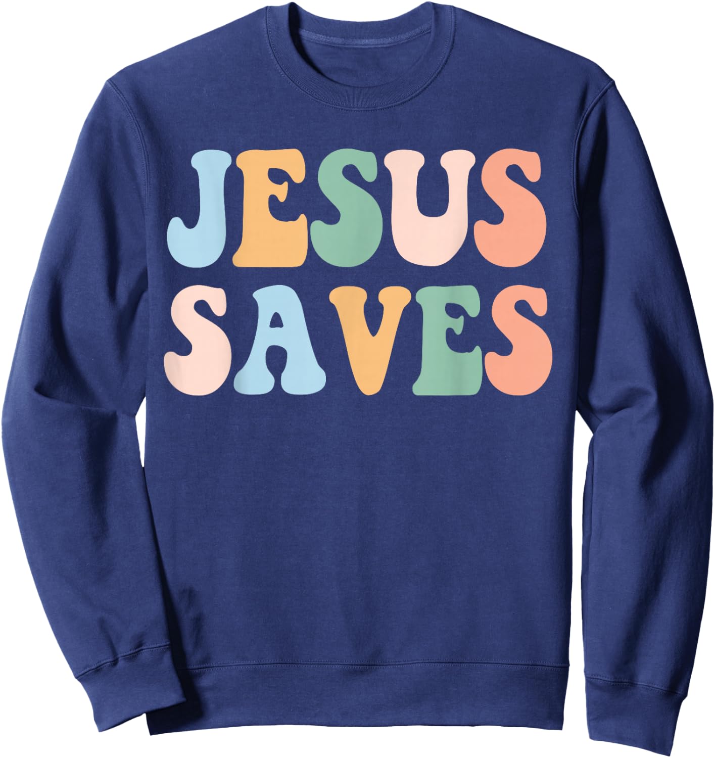 Jesus Saves Christian Retro Vintage Sweatshirt - Sweatshirt | Navy