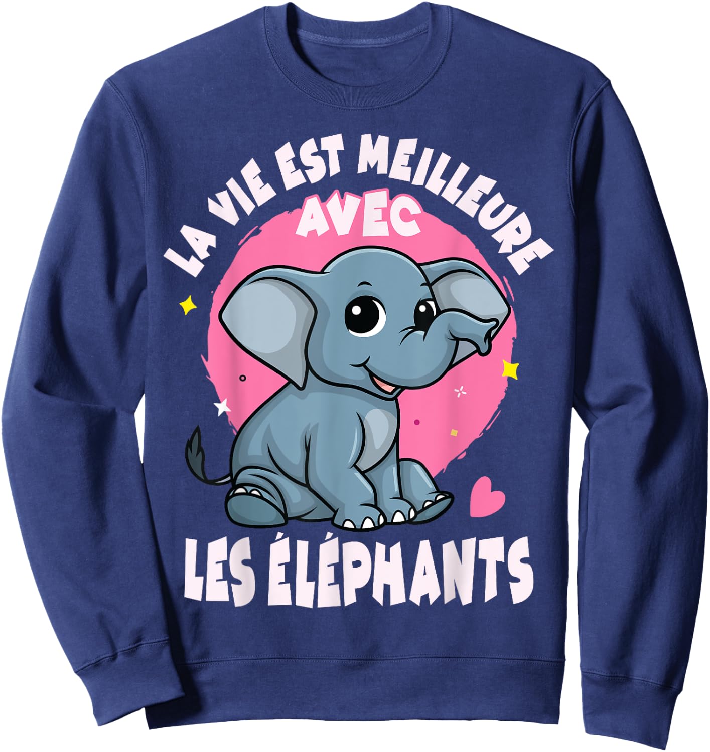 Elephant Child Woman Girl Life with Elephants , Black Sweatshirt - Sweatshirt | Navy