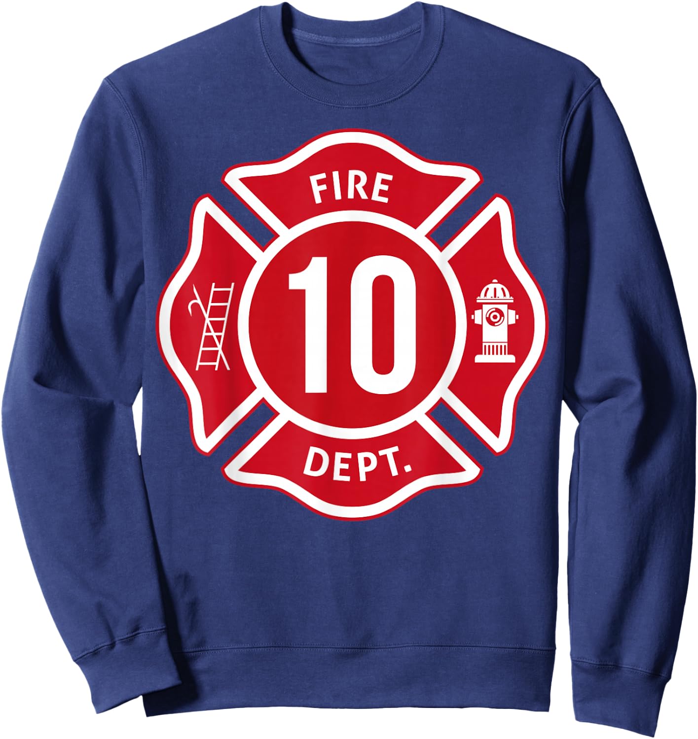 Kids Fire Truck 10th Birthday Boy Firefighter 10 Year Old Sweatshirt - Sweatshirt | Navy