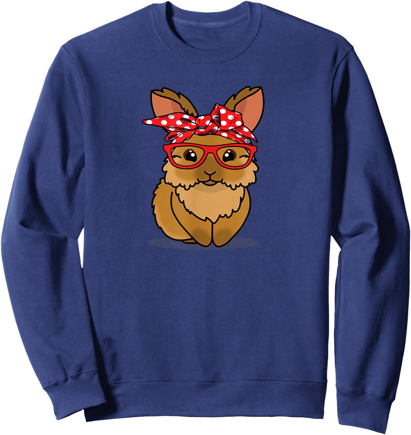 Funny Red Bandana Glasses Mom Lionhead Rabbit Lover Sweatshirt - Sweatshirt | Navy