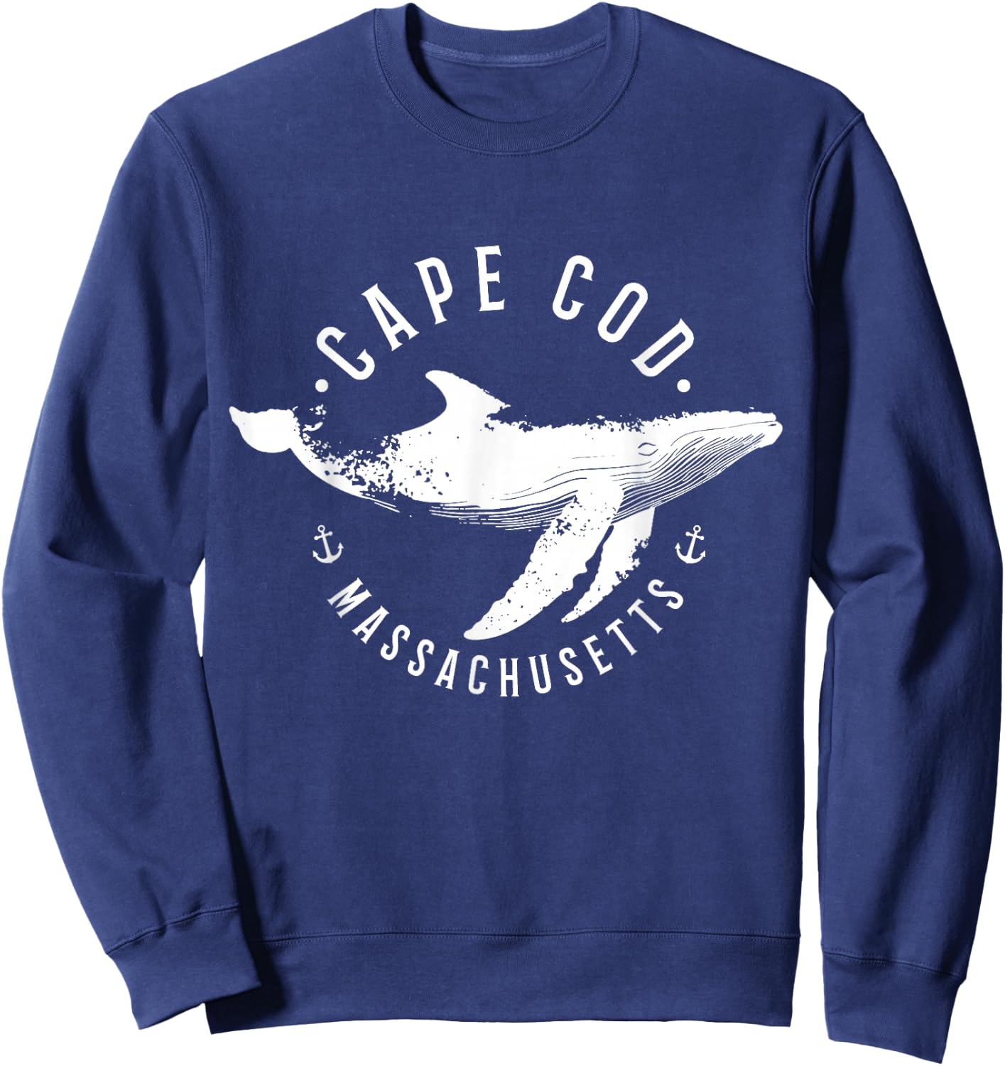 Cape Cod Massachusetts Souvenir Whale Ocean Nautical Sweatshirt - Sweatshirt | Navy