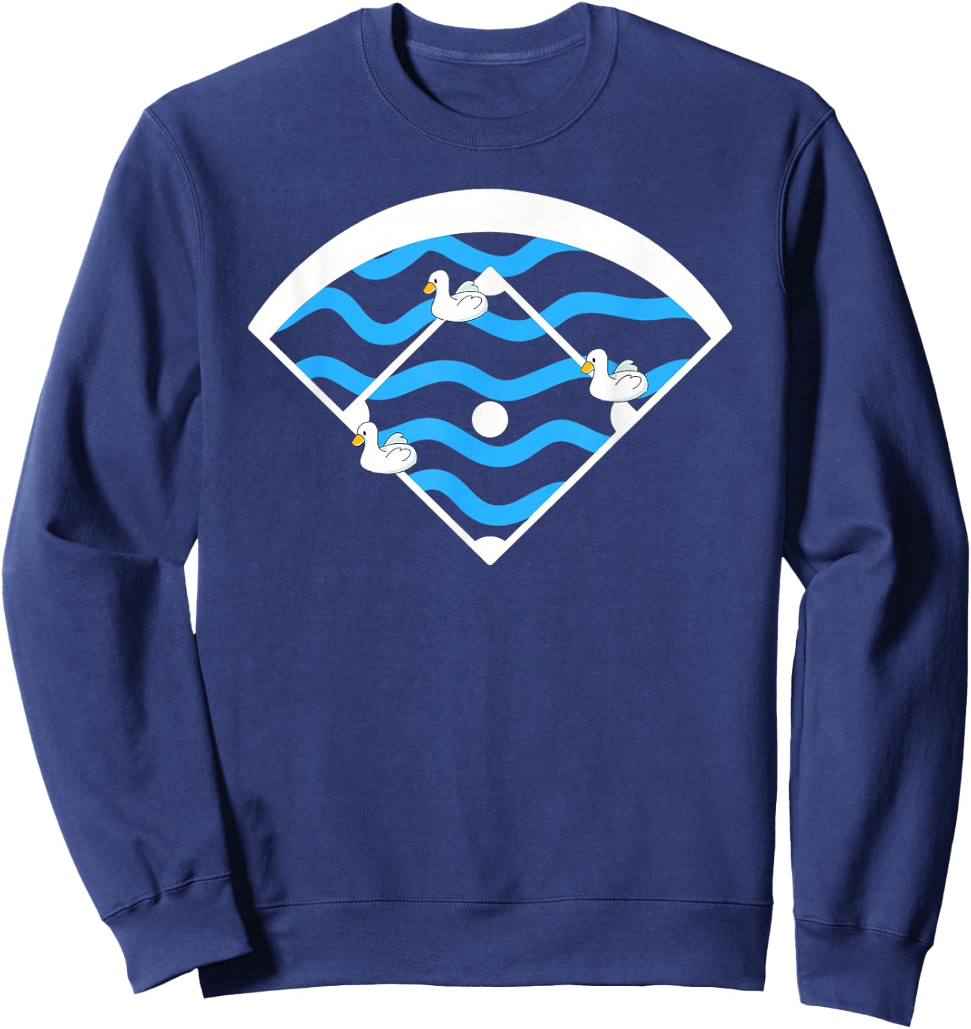 Funny Baseball Ducks On The Pond Base Ball Sweatshirt - Sweatshirt | Navy