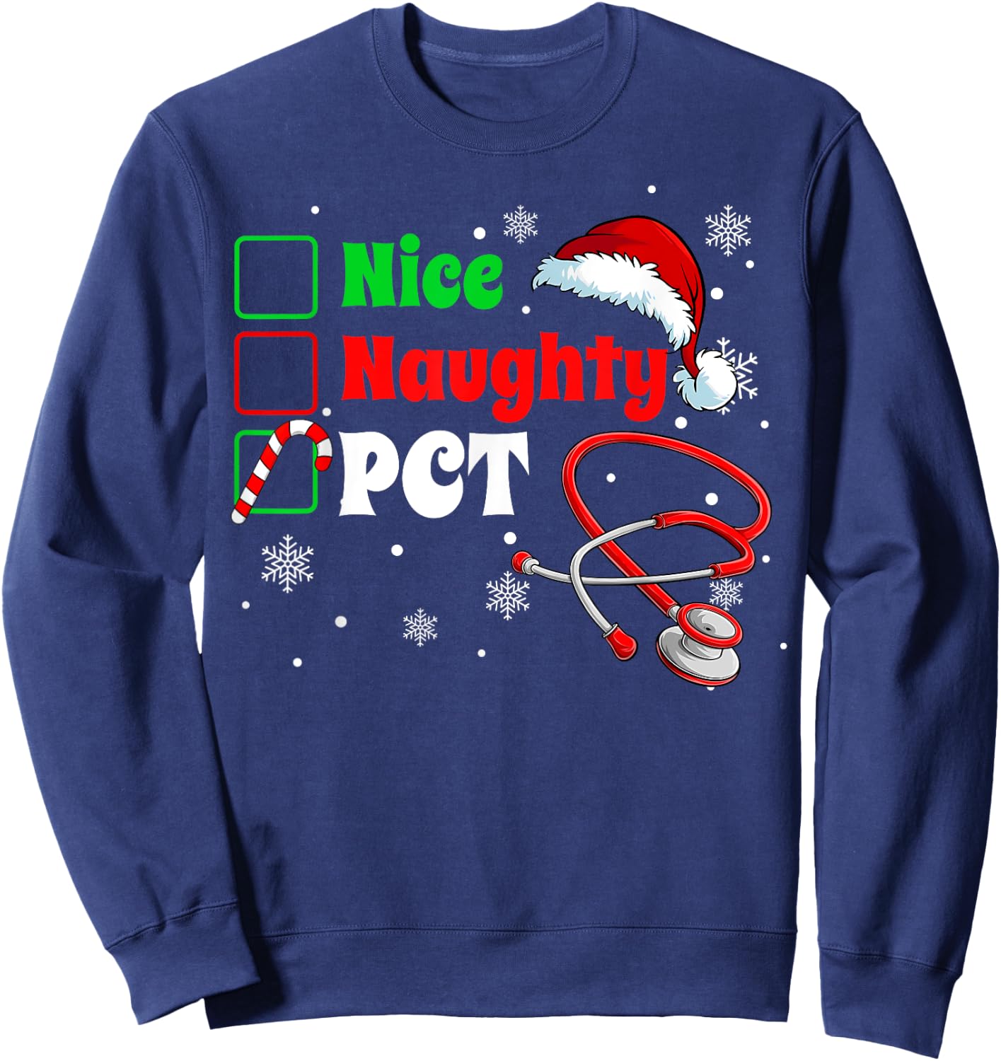 Scrub Top Men Women Xmas Sweatshirt - Sweatshirt | Navy