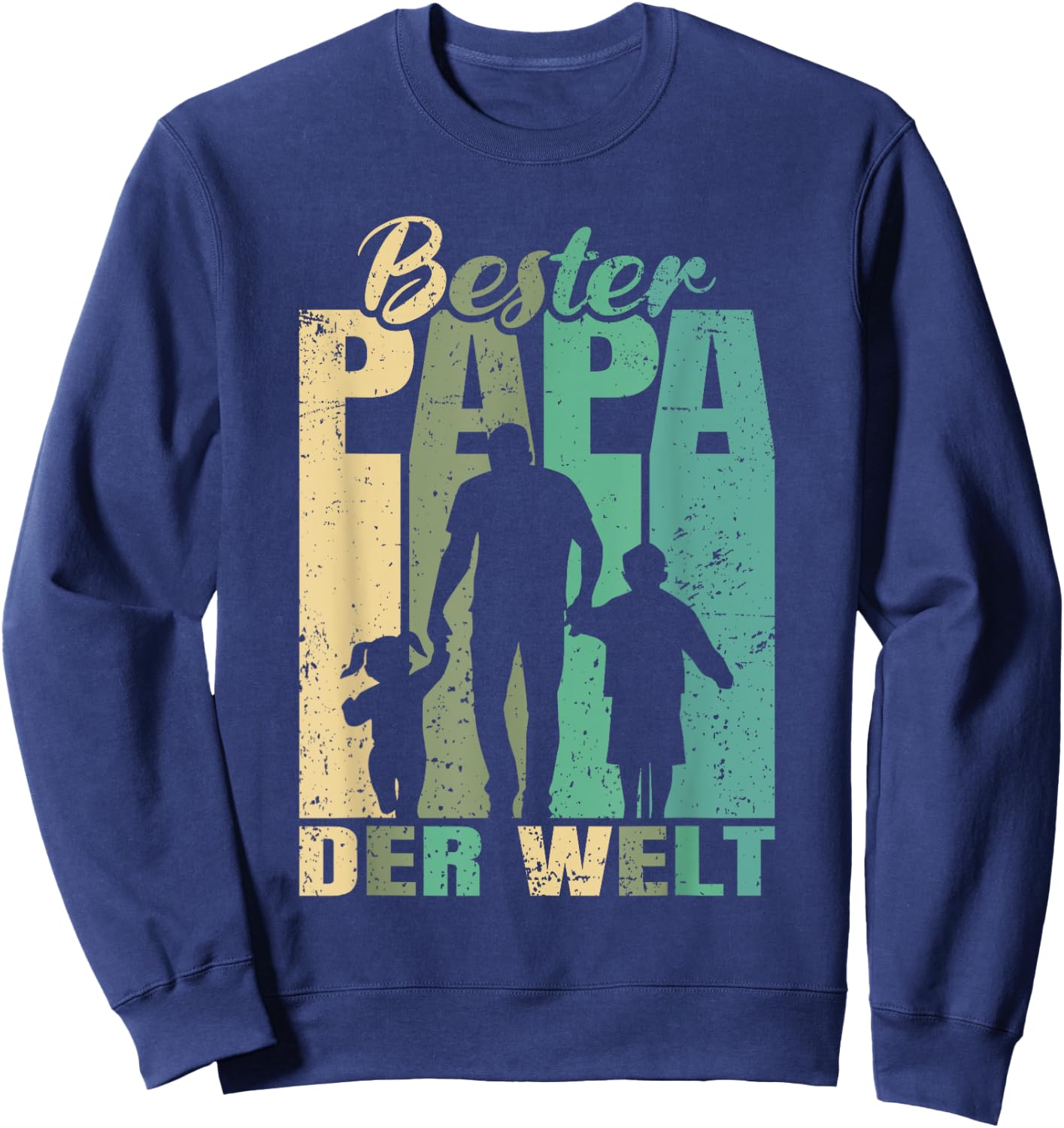 Bester Papa der Welt 2 Kinder Ehemann zweifacher Papa Sweatshirt - Sweatshirt | Navy