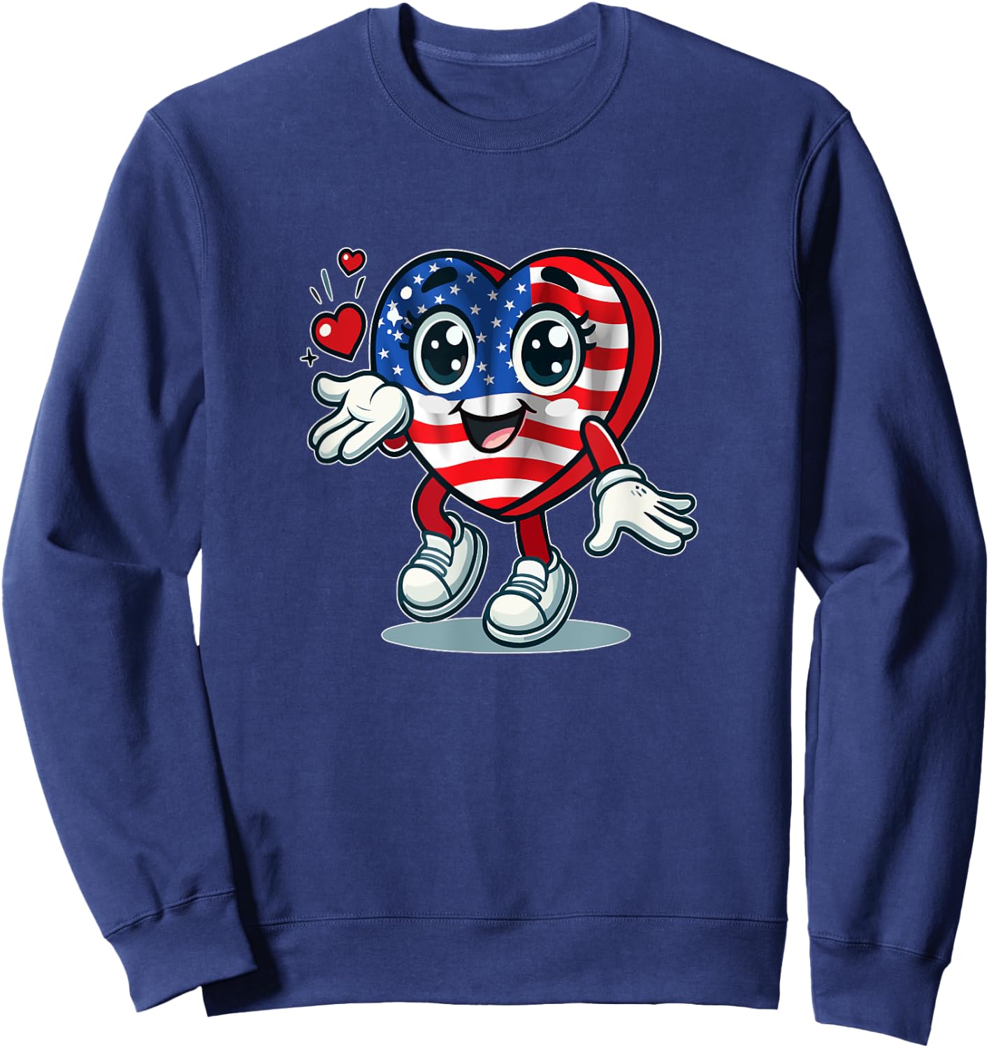 Cœur Mignon Avec Drapeau Américain / Love Usa Cartoon Design Sweatshirt - Sweatshirt | Navy