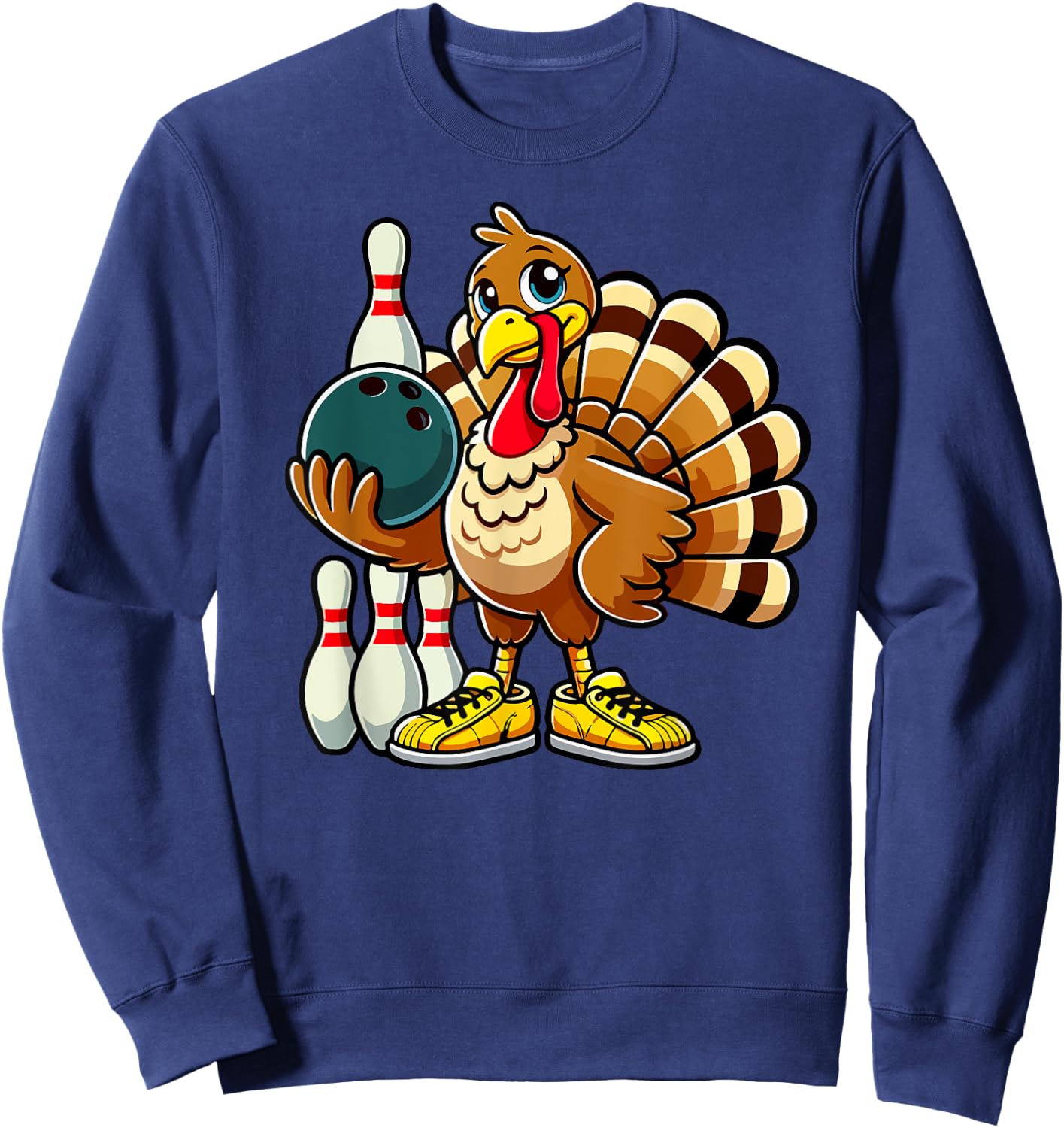 Thanksgiving Bowling Shirt Women Men Funny Turkey Bowling Sweatshirt - Sweatshirt | Navy