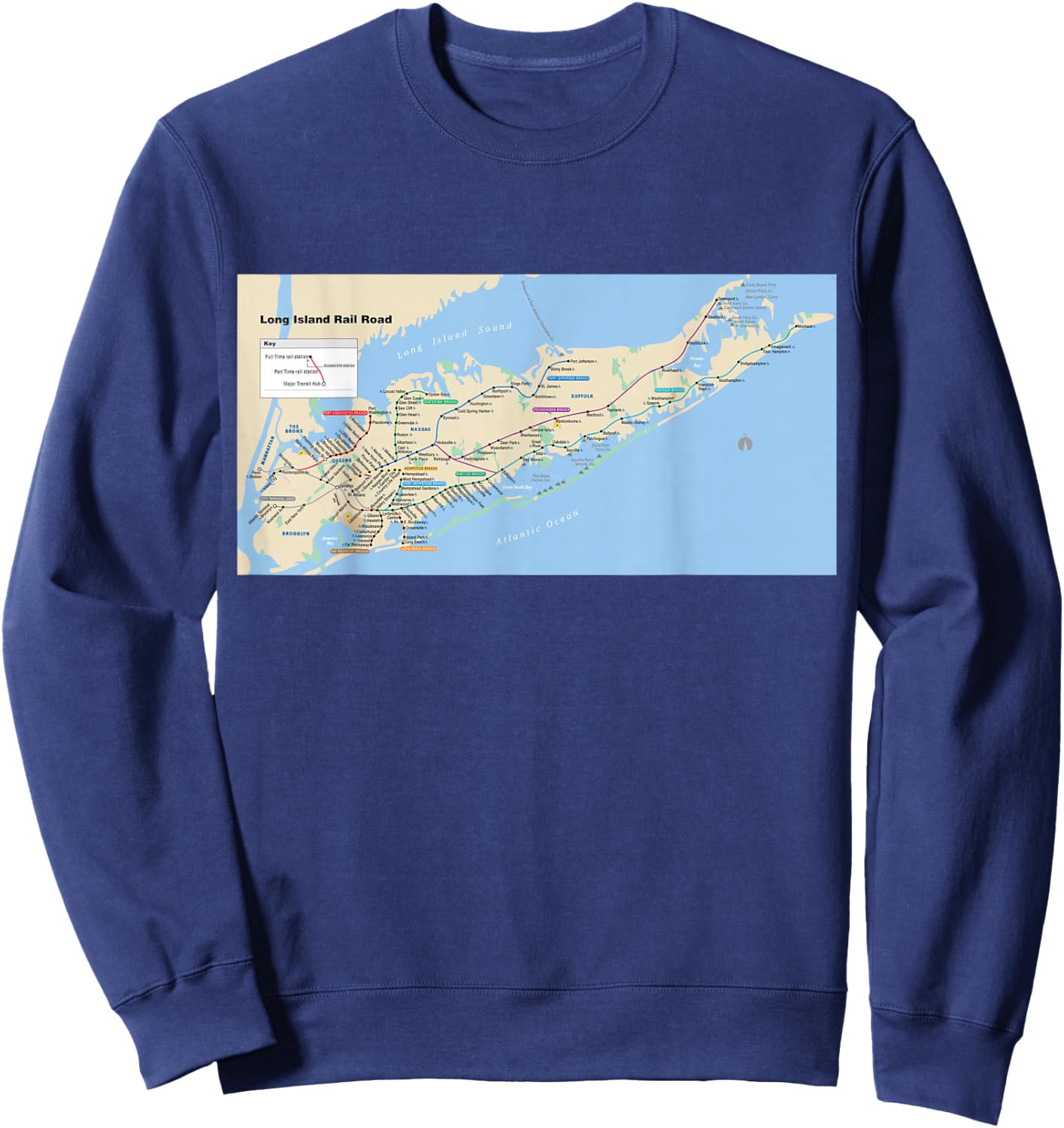 Long Island Rail Road Map - NYC - USA Sweatshirt - Sweatshirt | Navy