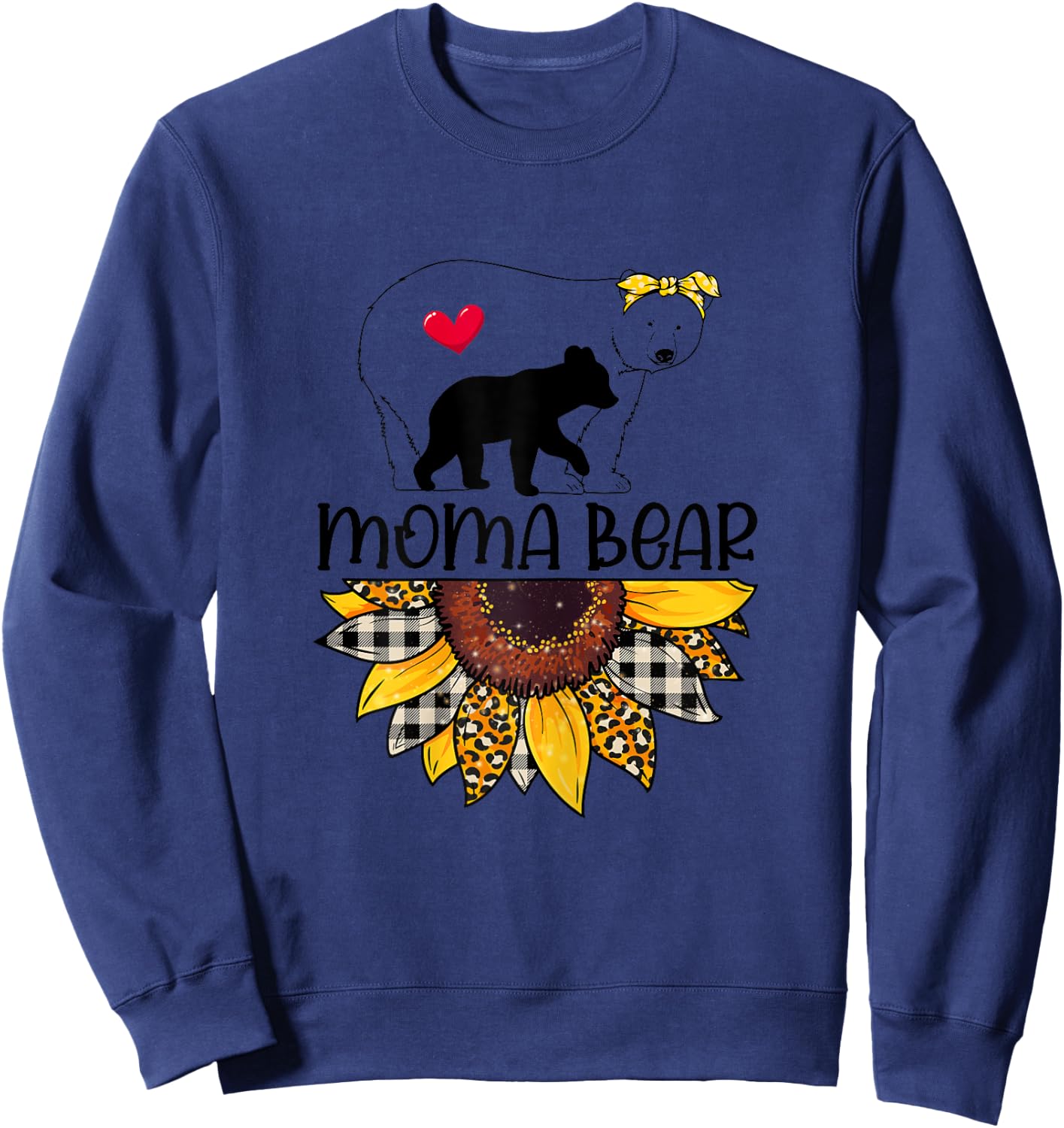 Moma Bear Sunflower Leopard Mother's Day Mom Grandma Sweatshirt - Sweatshirt | Navy