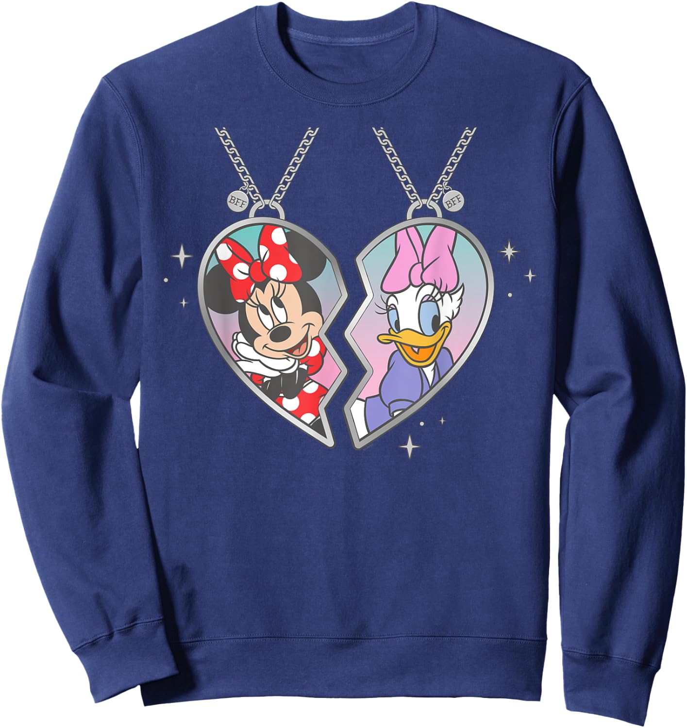 Disney Minnie and Daisy Best Friends Matching Heart Necklace Sweatshirt - Sweatshirt | Navy