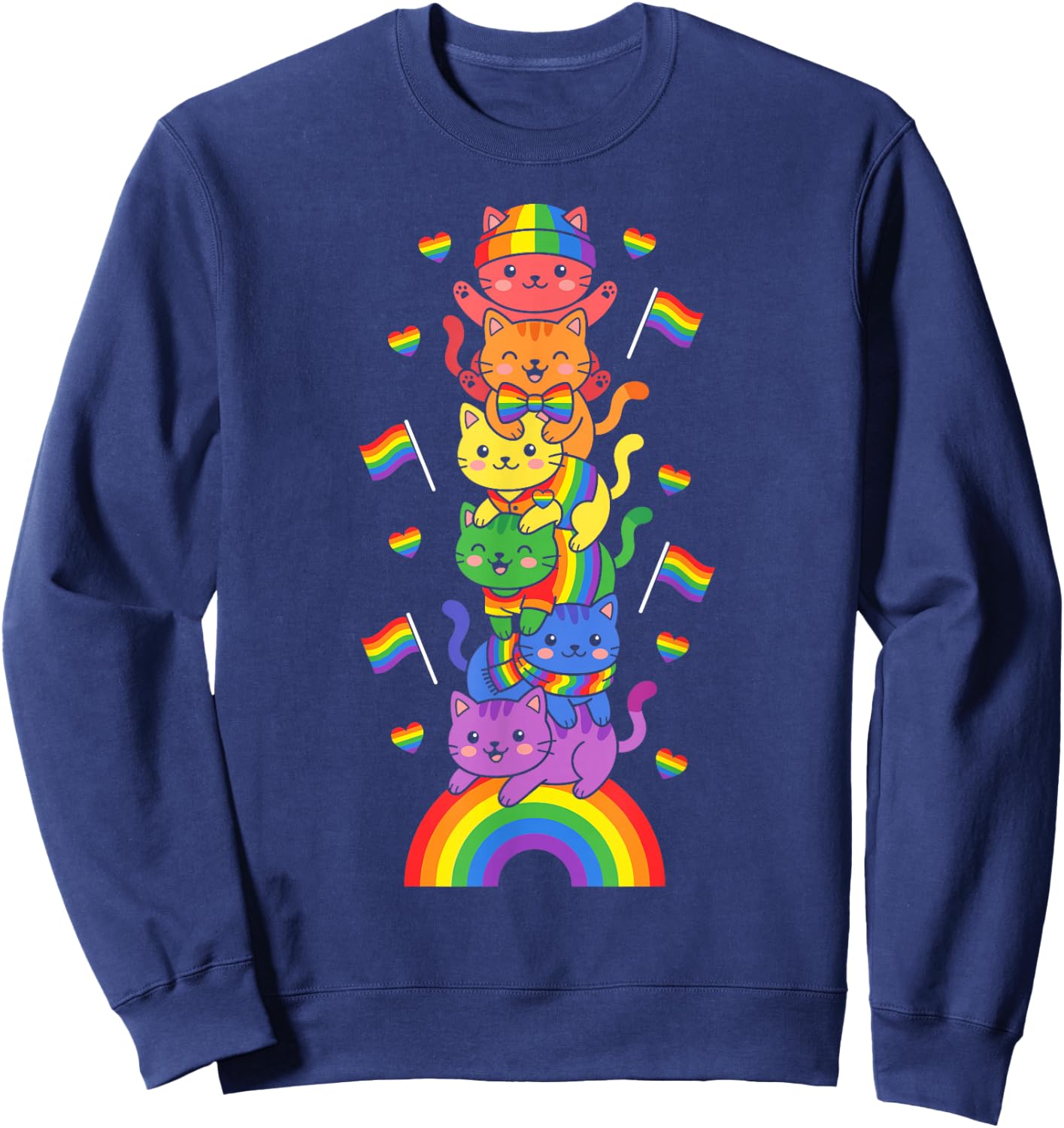 Lustige LGBT Katze Regenbogen Lesben Gay Pride Frauen Männer Sweatshirt - Sweatshirt | Navy