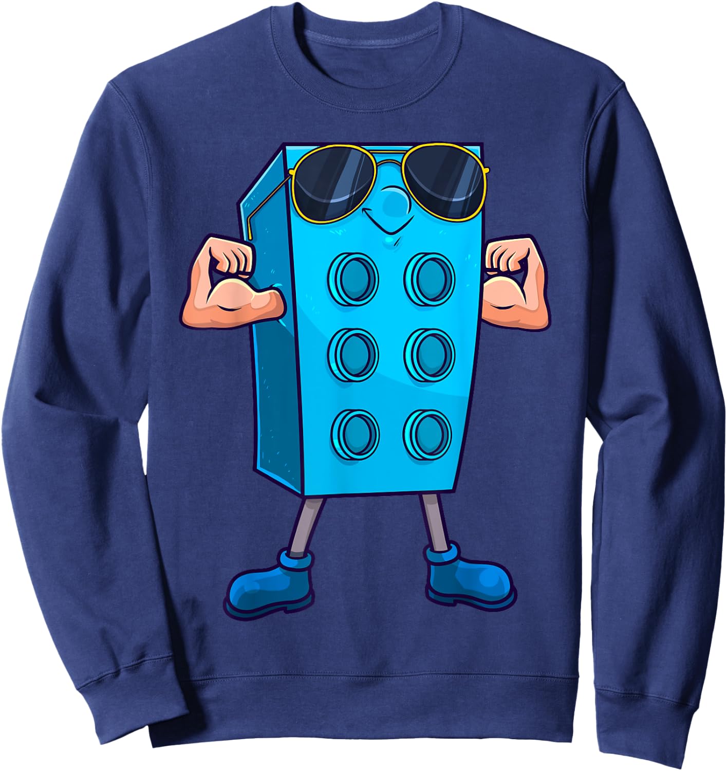 Brick Builder Master Building Blocks Birthday Funny Kids Boy Sweatshirt - Sweatshirt | Navy