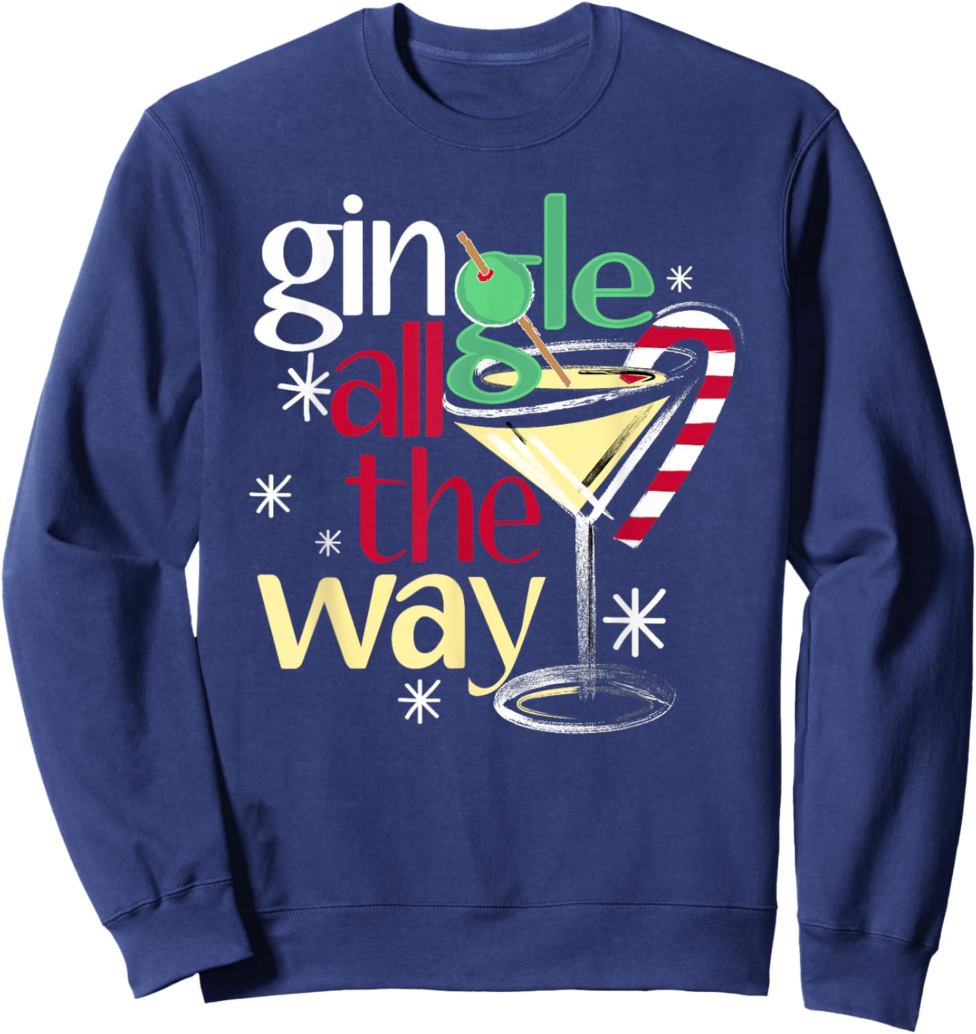 Gingle All The Way Christmas Gin Martini Sweatshirt - Sweatshirt | Navy
