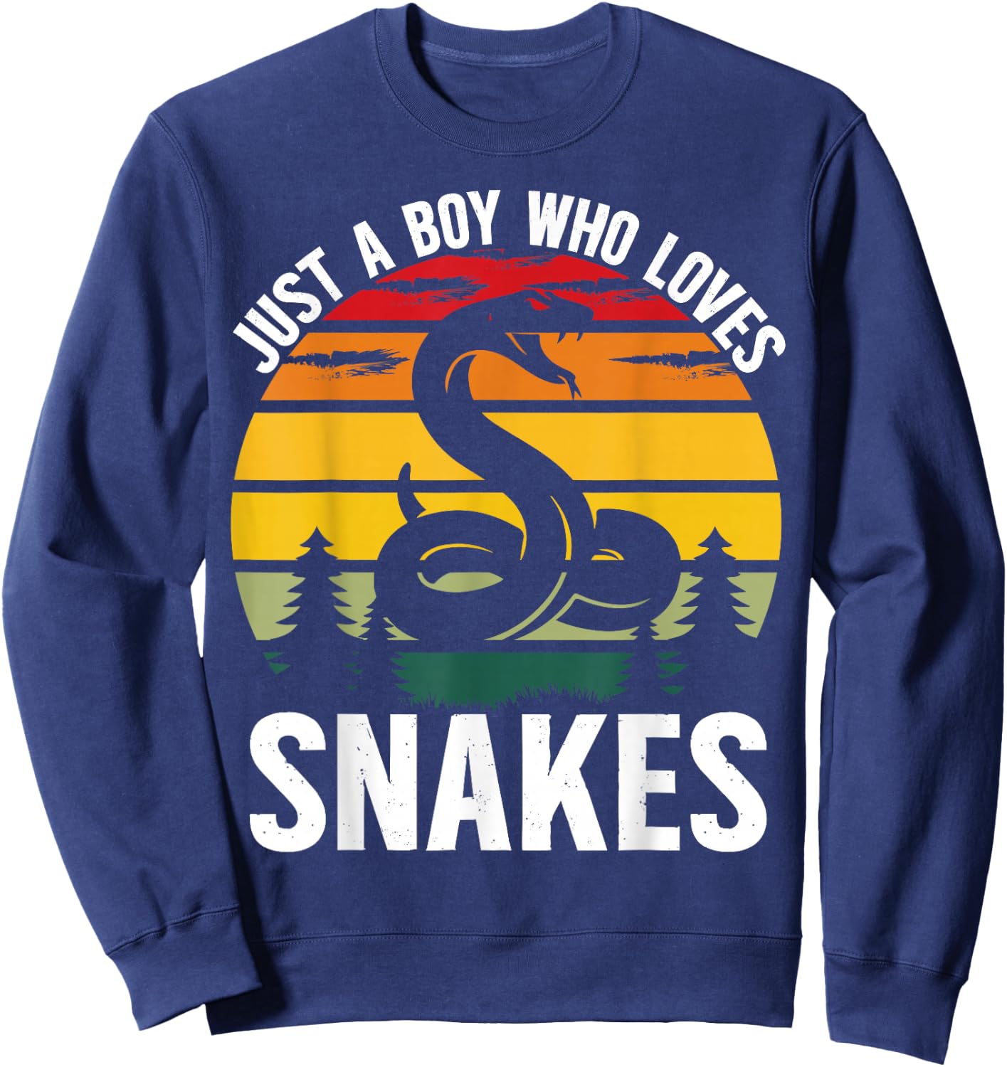Just a Boy Who Loves Snakes Vintage Snake Lover Boys Kids Sweatshirt - Sweatshirt | Navy