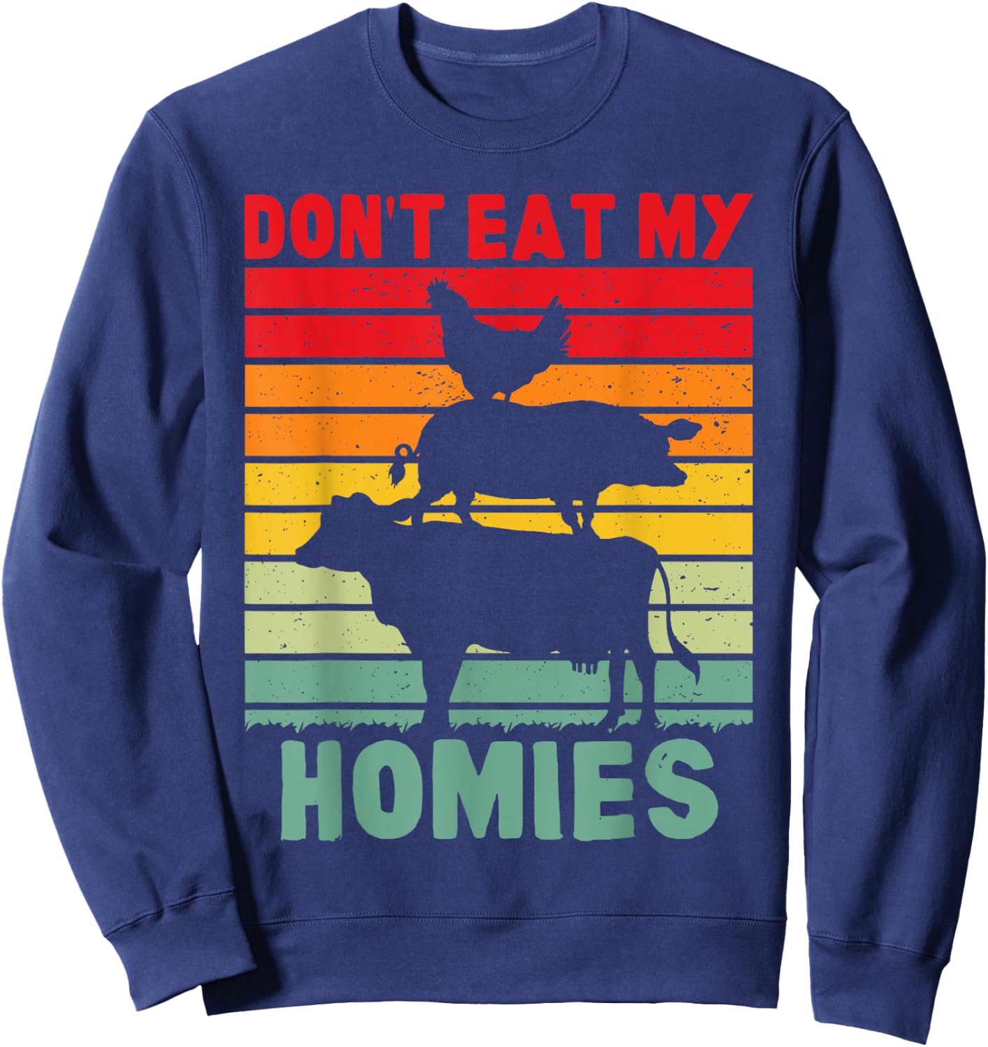 Vegan Anti Meat Farm Animals Vintage Cooking Men & Sweatshirt - Sweatshirt | Navy