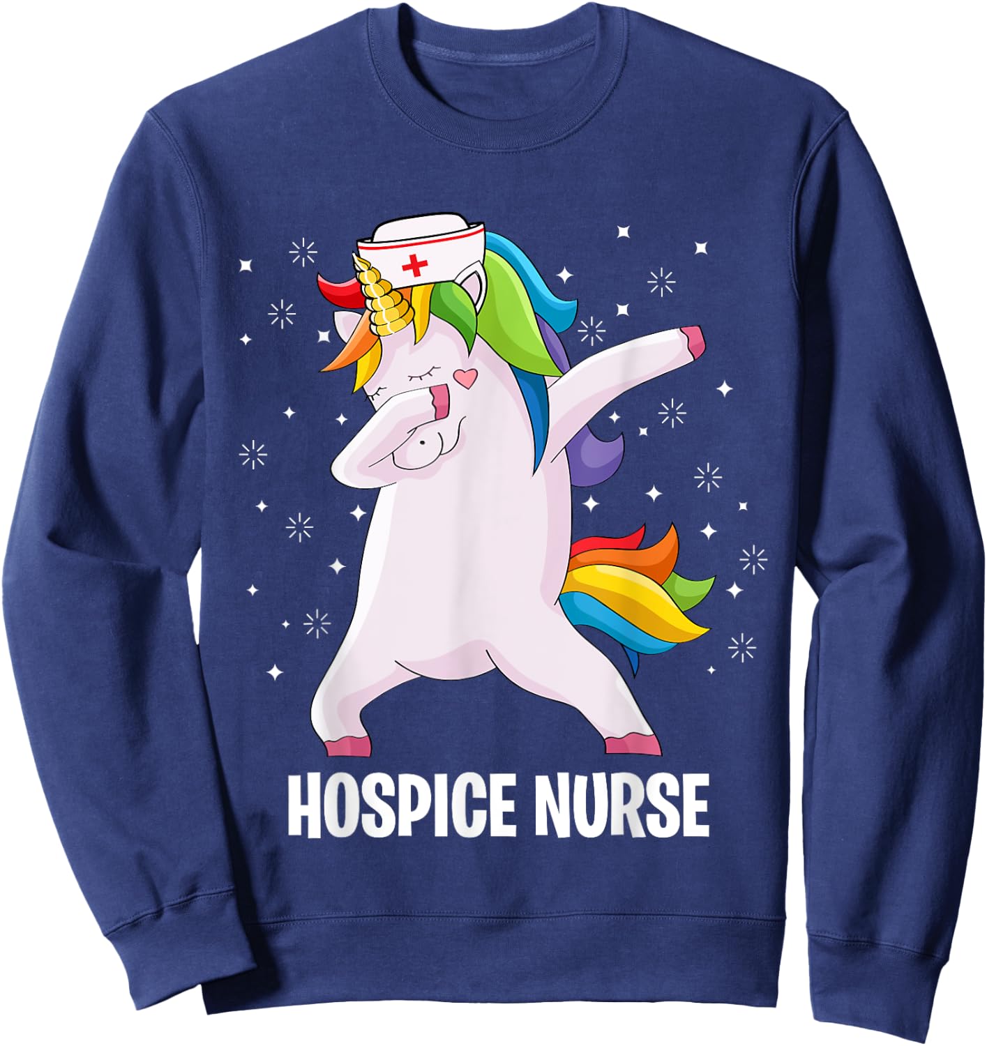 Funny Dabbing Unicorn Hospice Nurse Palliative Nursing Sweatshirt - Sweatshirt | Navy