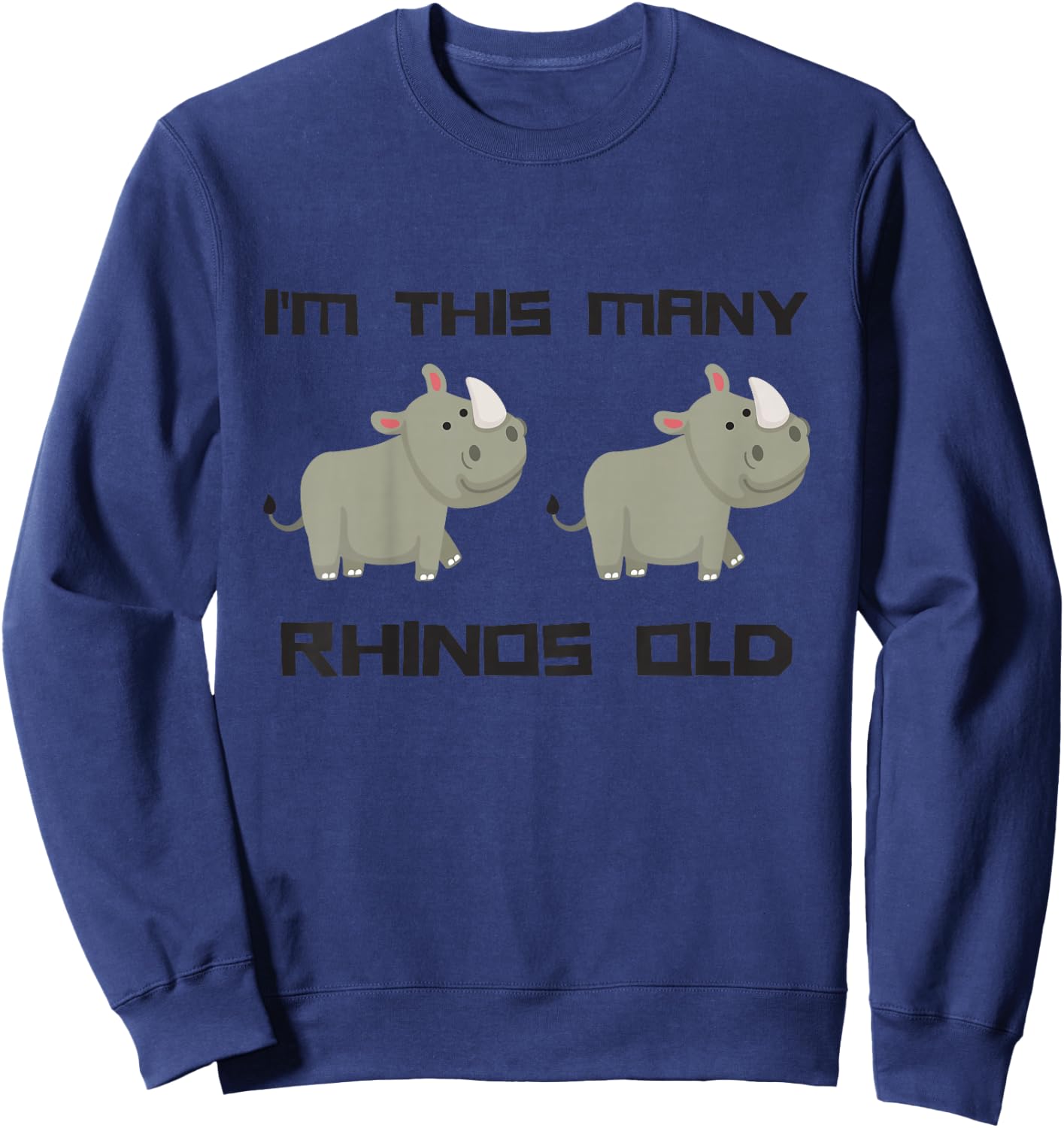Kids I'm This Many Rhinos Old - Rhino 2nd Birthday 2 Years Old Sweatshirt - Sweatshirt | Navy