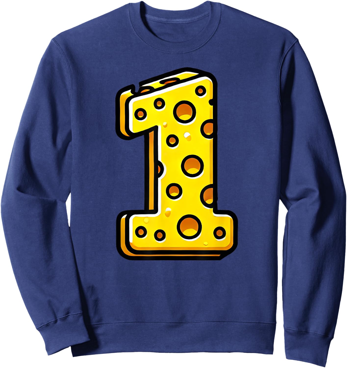 Happy 1st Birthday Cheese Number Boys Girls Kids Sweatshirt - Sweatshirt | Navy