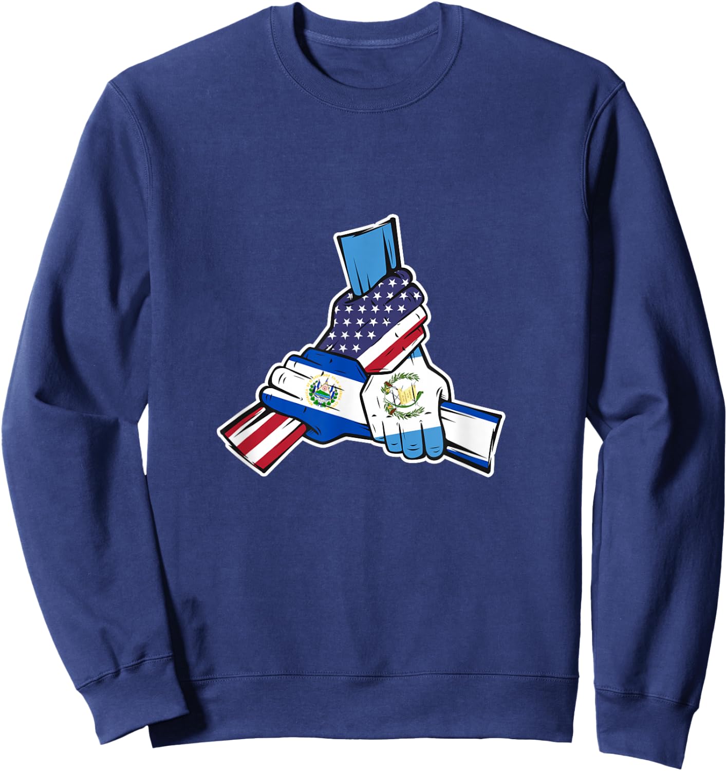 Guatemala El Salvador and the US holding hands Sweatshirt - Sweatshirt | Navy