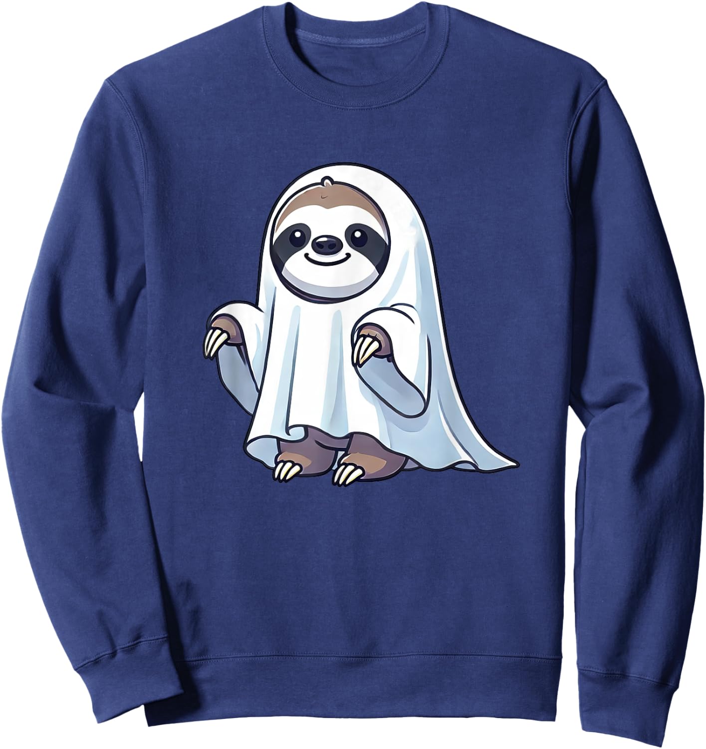Cute Halloween Sloth Ghost Cartoon Spooky Sloth Costume Sweatshirt - Sweatshirt | Navy