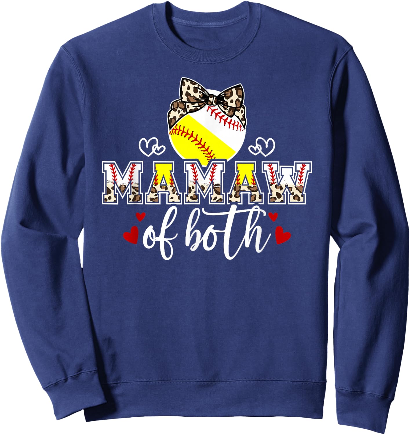 Mamaw Of Both Leopard Softball Baseball Mamaw Grandma Sweatshirt - Sweatshirt | Navy