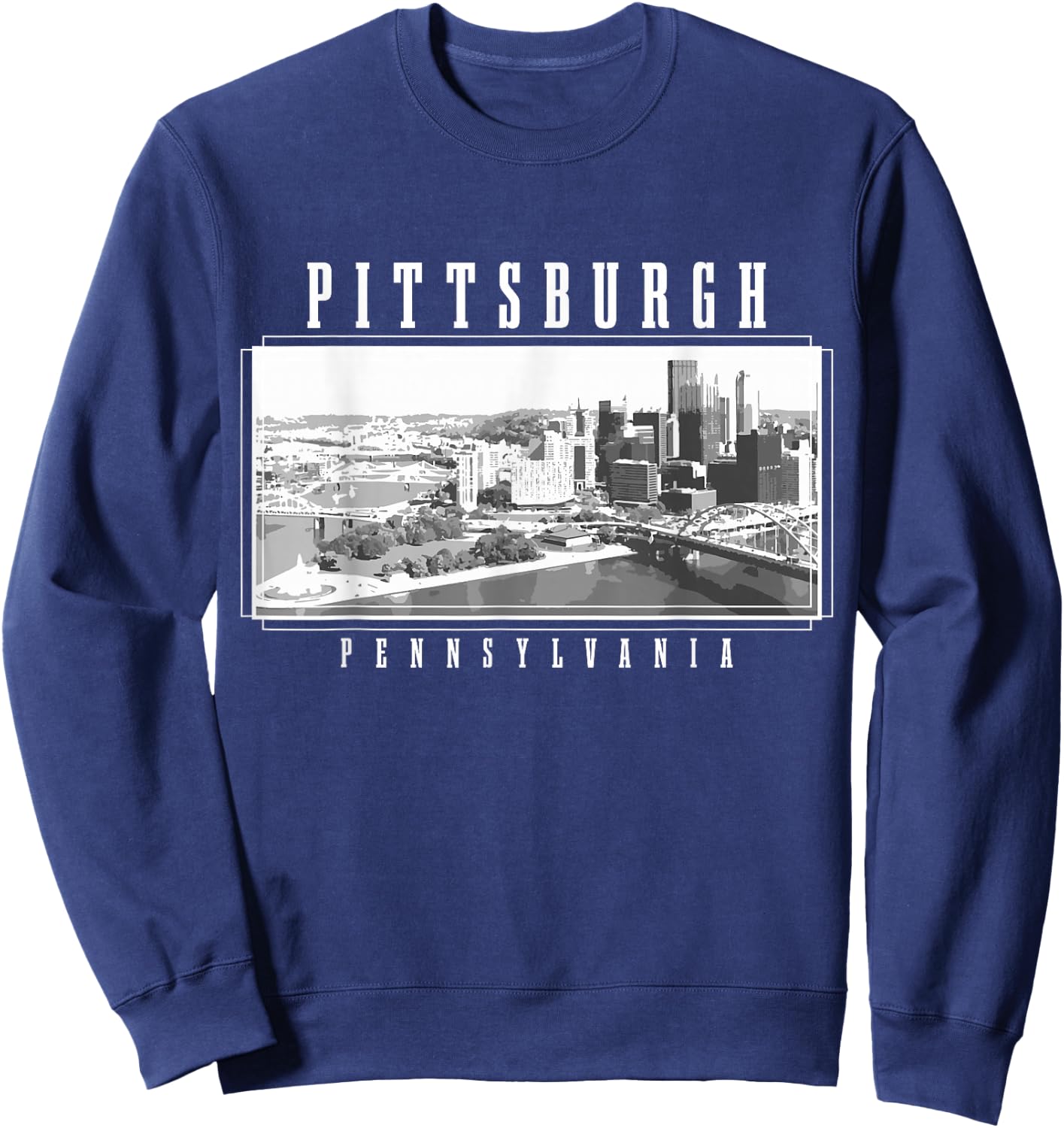 Pittsburgh Pennsylvania Vintage Skyline USA America Souvenir Sweatshirt - Sweatshirt | Navy