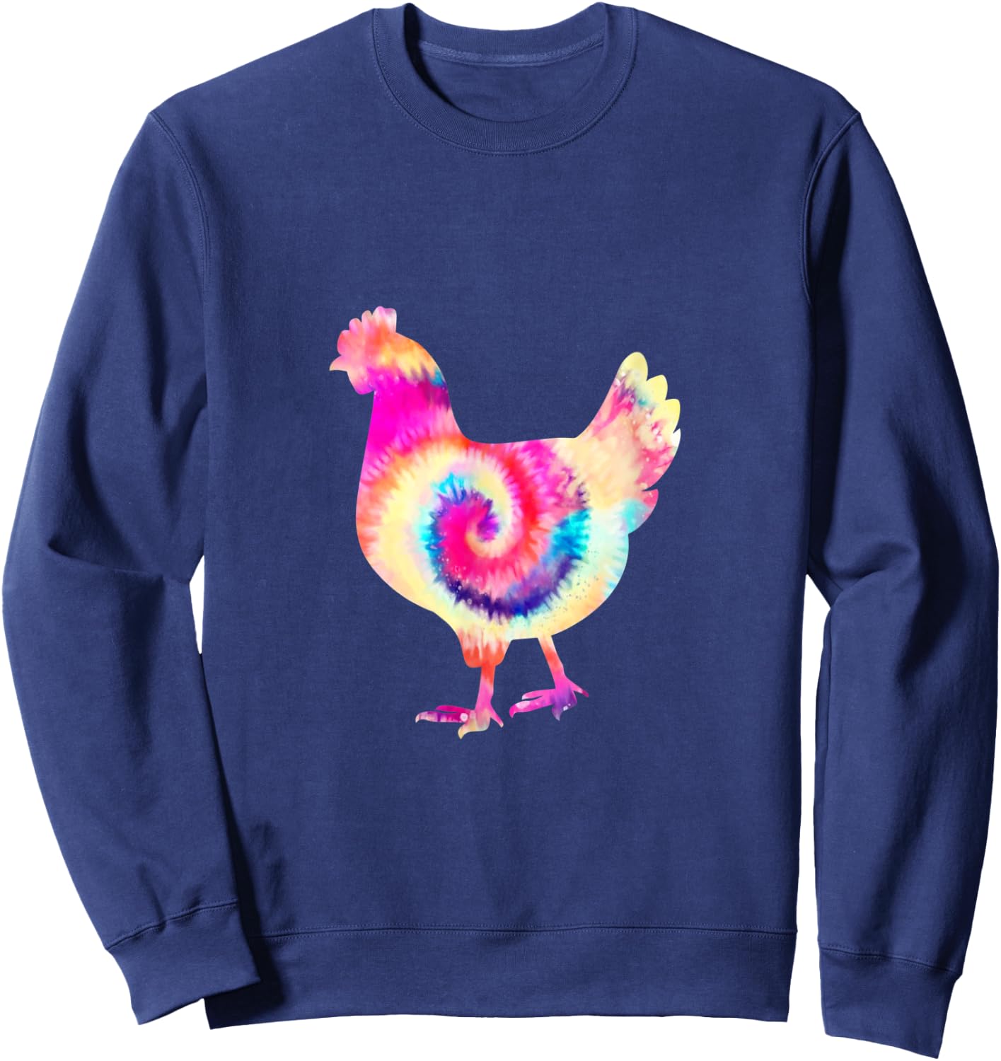 Retro Tie Dye Chicken Hen Peace Love Groovy Boho Reggae Sweatshirt - Sweatshirt | Navy